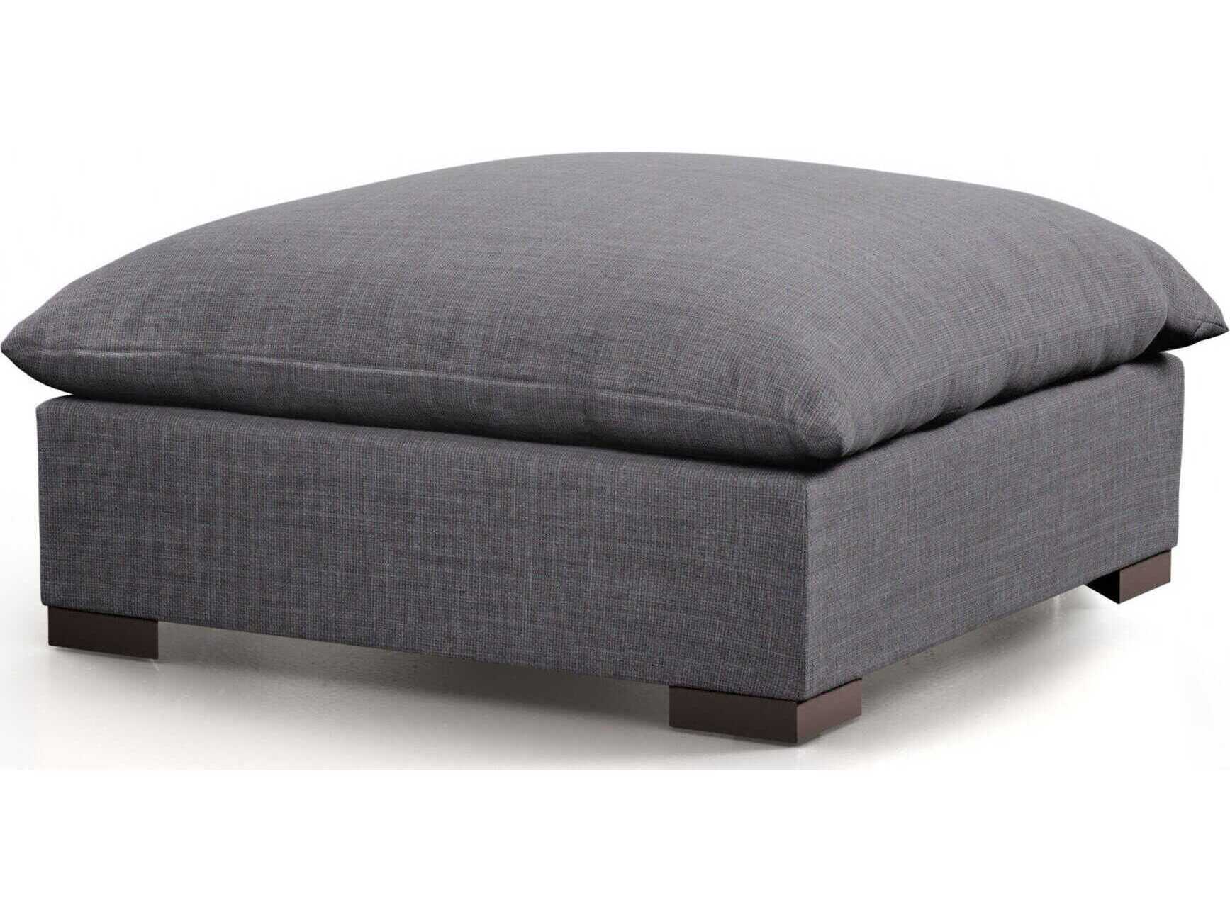 Four Hands Atelier Westwood Espresso Bennett Charcoal Gray Upholstered Ottoman