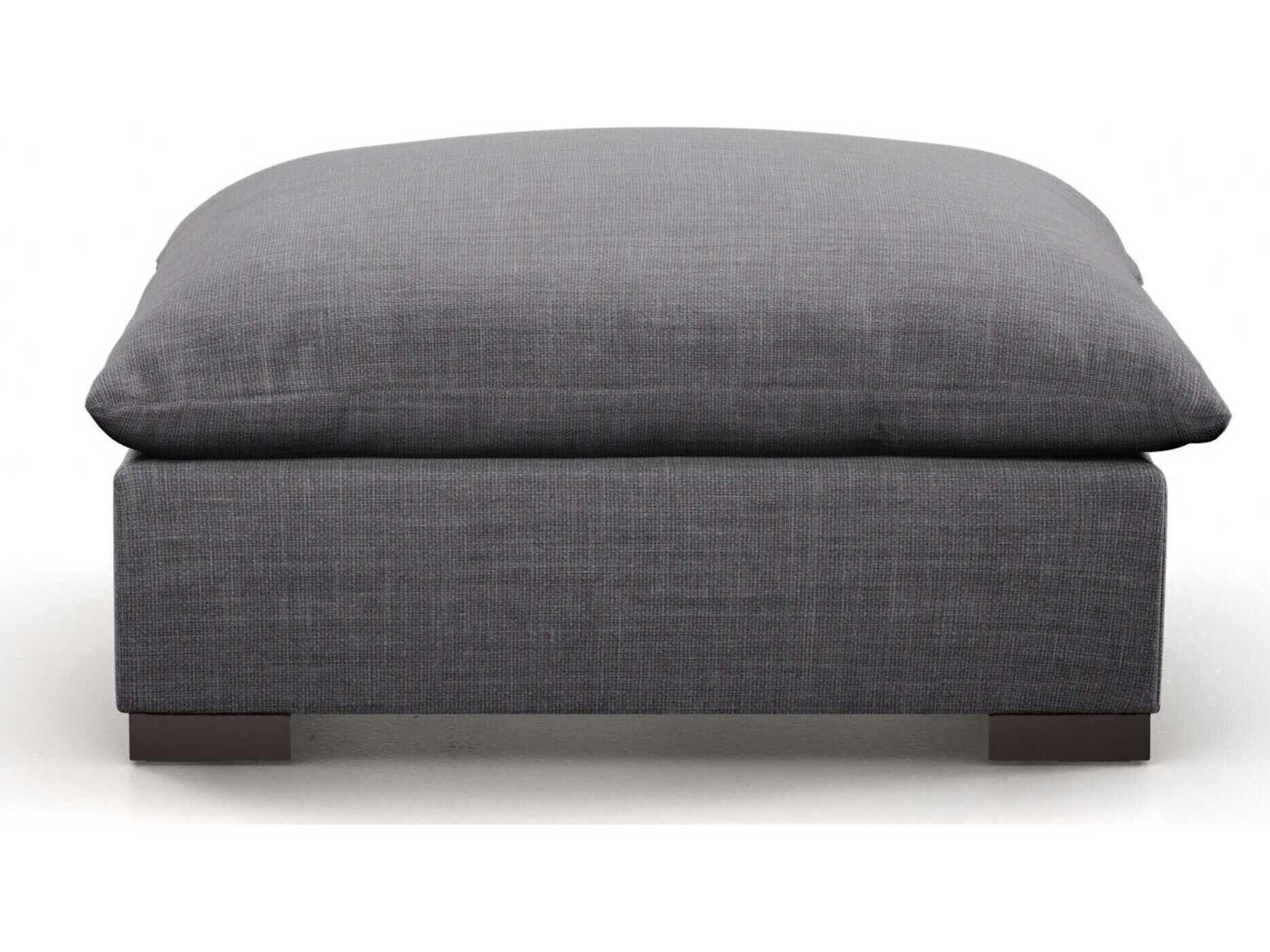 Four Hands Atelier Westwood Espresso Bennett Charcoal Gray Upholstered Ottoman
