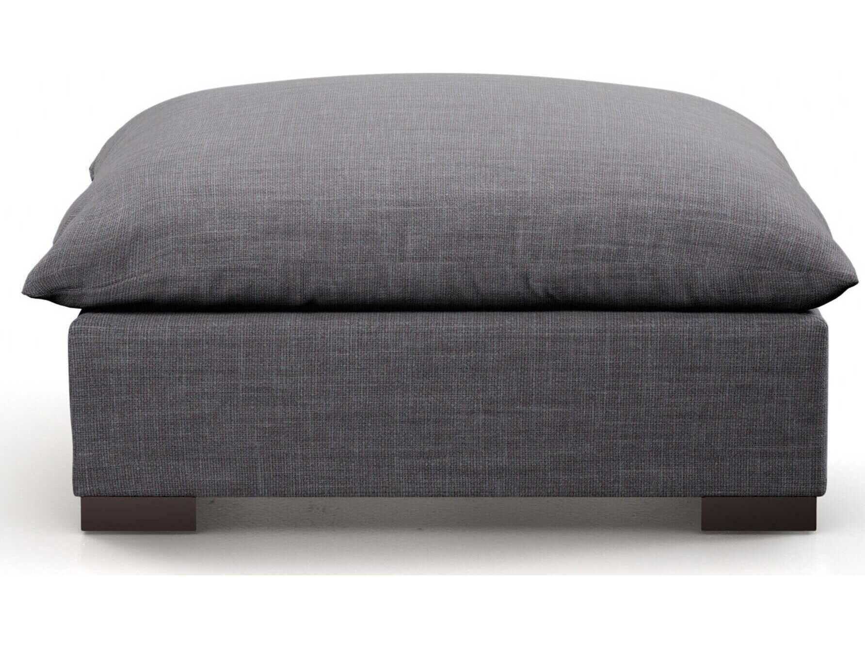 Four Hands Atelier Westwood Espresso Bennett Charcoal Gray Upholstered Ottoman