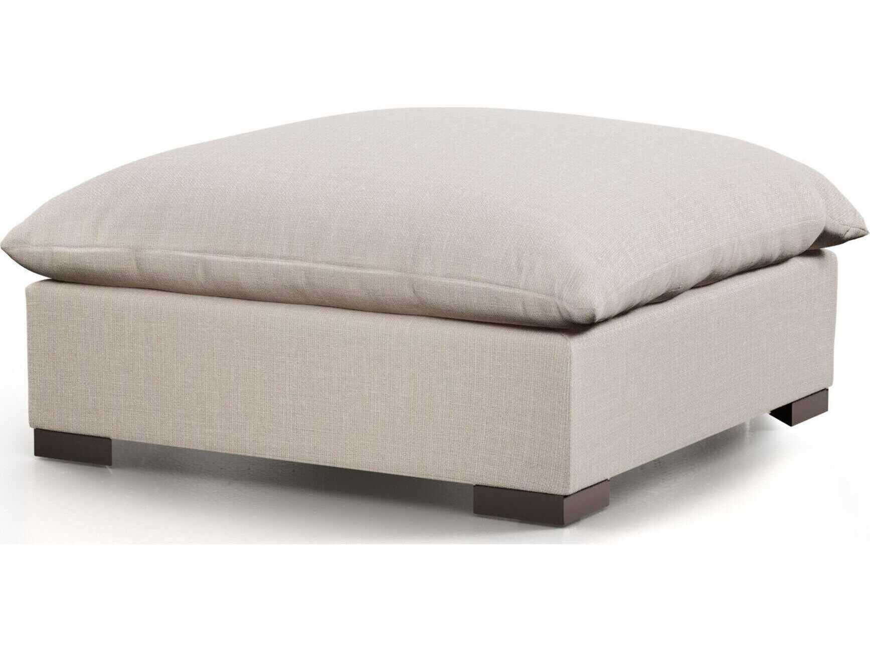 Four Hands Atelier Westwood Espresso Bennett Moon Beige Upholstered Ottoman