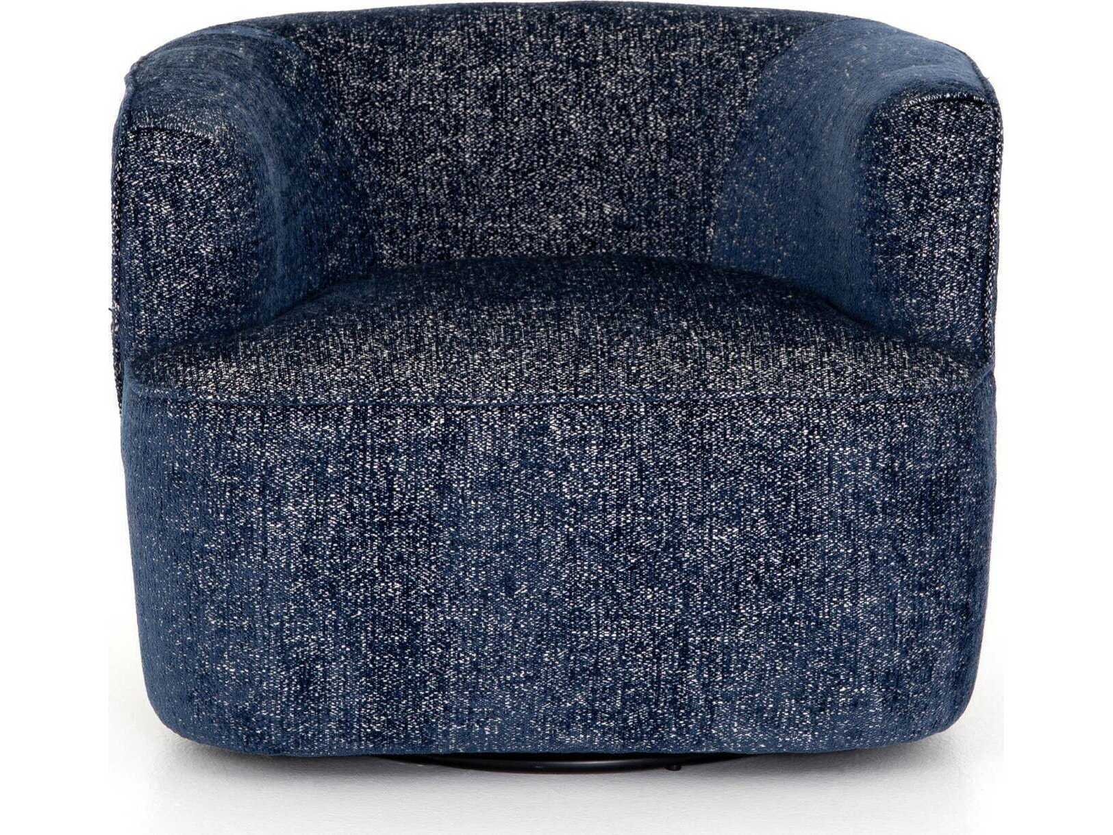 Four Hands Atelier Mila Swivel Blue Fabric Accent Chair