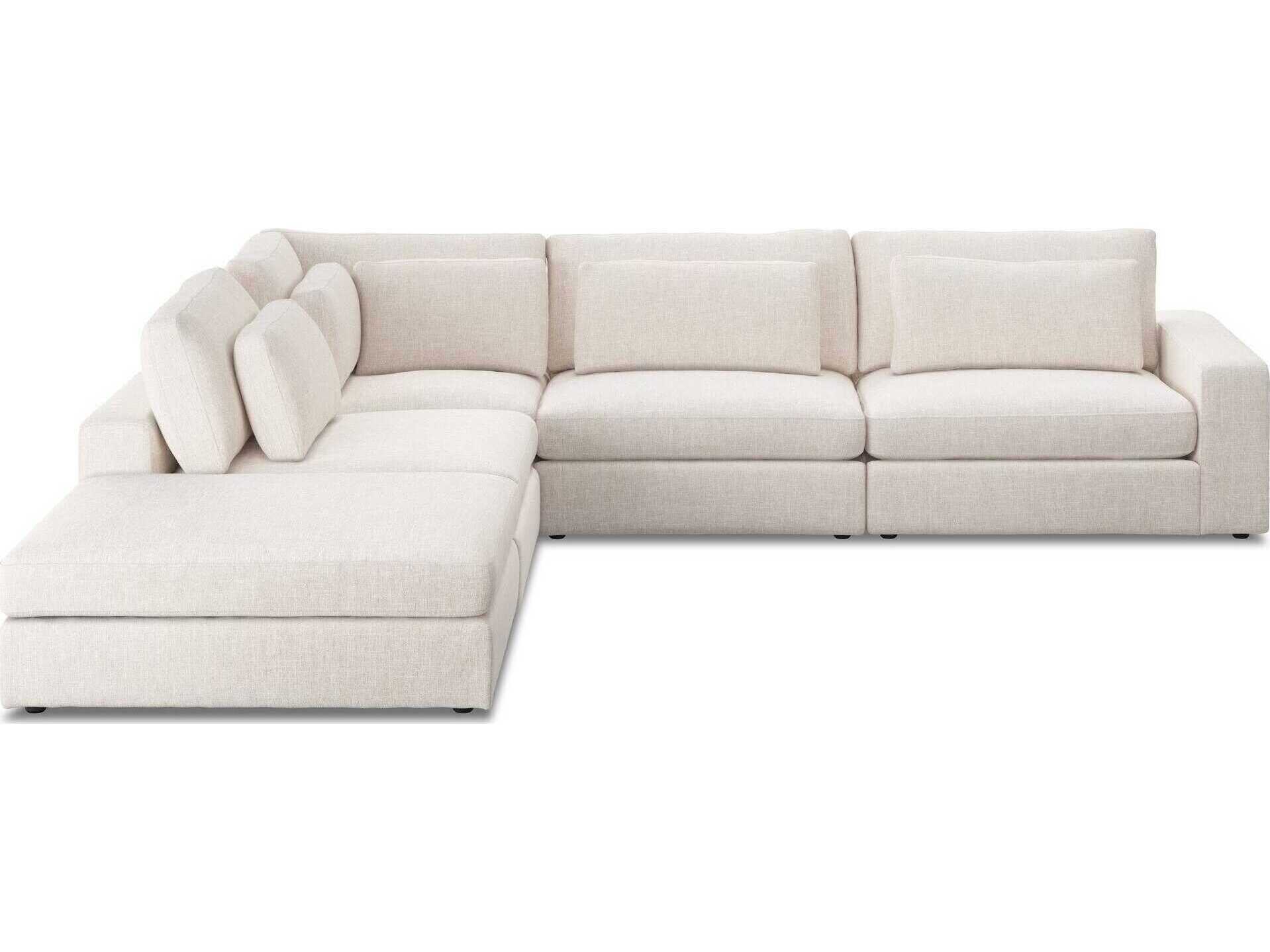 Four Hands Atelier Bloor 4 - Piece Beige Upholstered Sectional Sofa with Ottoman