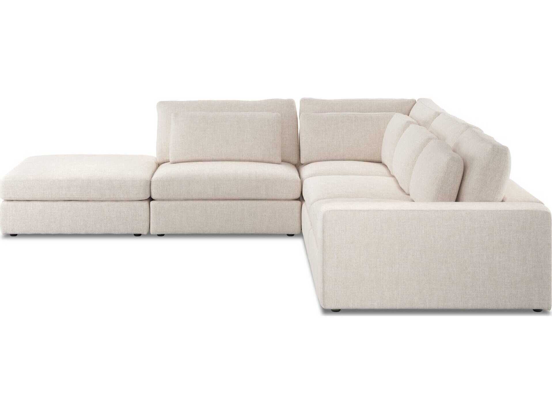 Four Hands Atelier Bloor 4 - Piece Beige Upholstered Sectional Sofa with Ottoman