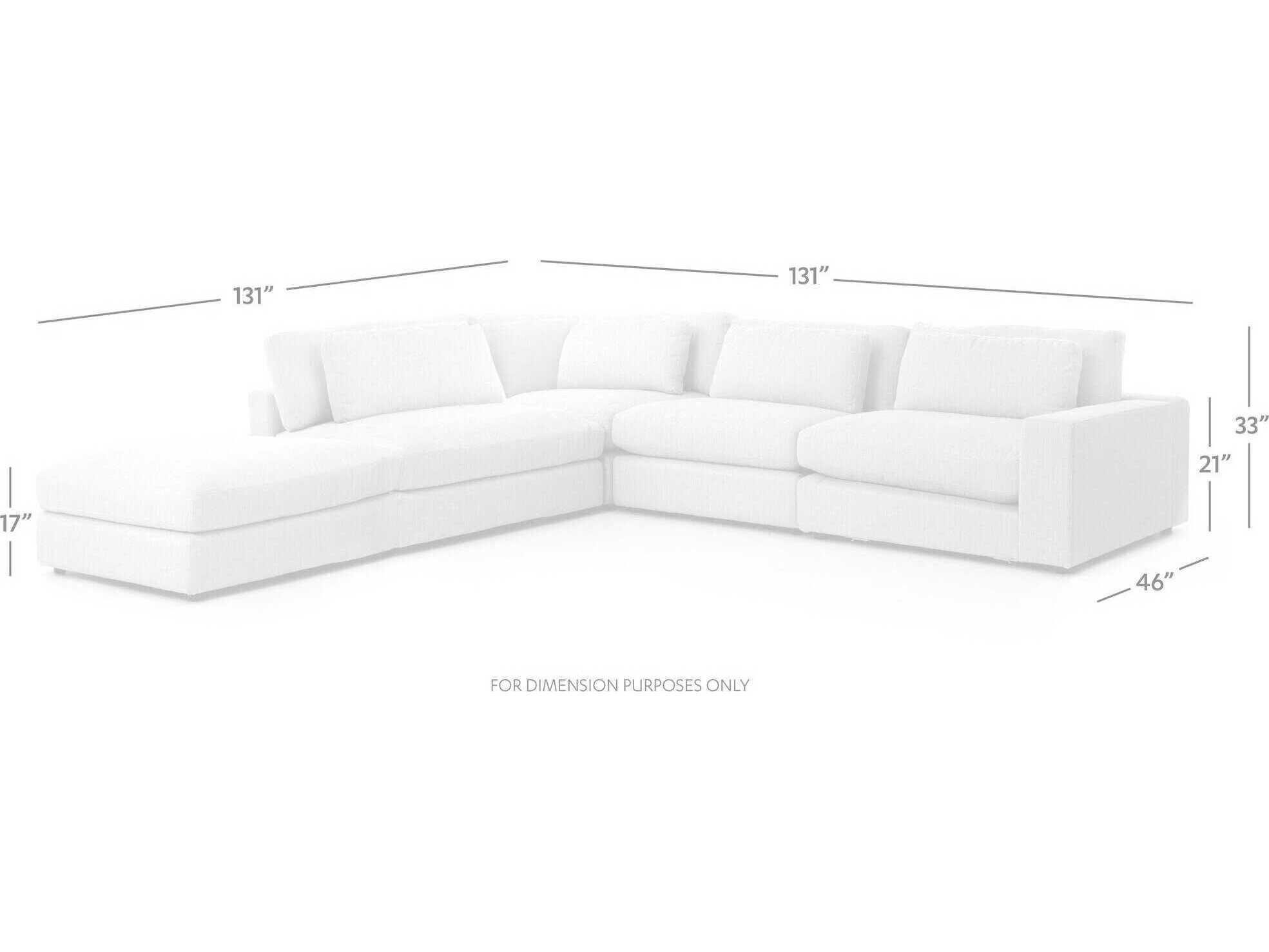 Four Hands Atelier Bloor 4 - Piece Beige Upholstered Sectional Sofa with Ottoman