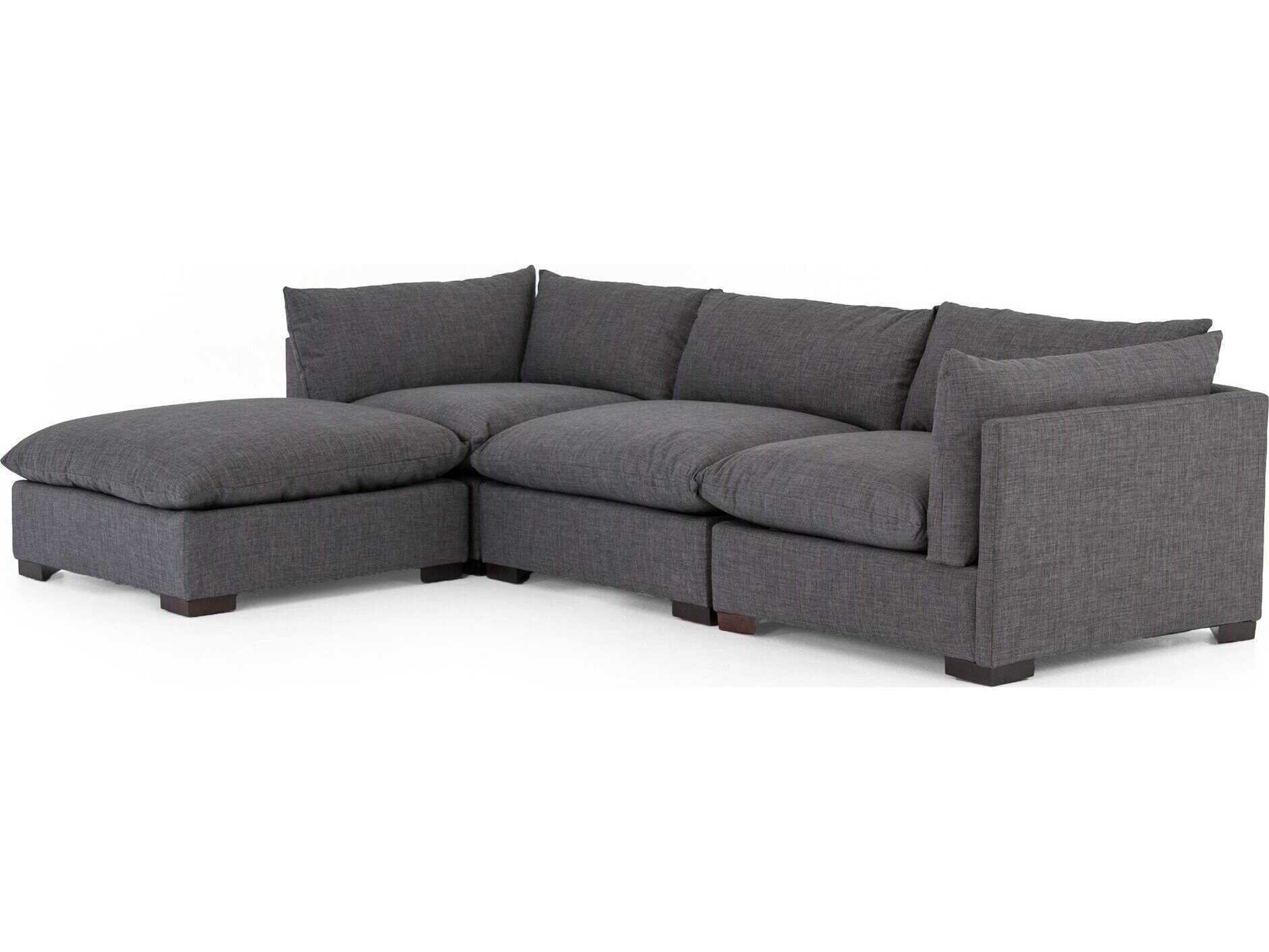Four Hands Atelier Westwood 3 - Piece Gray Upholstered Sectional Sofa with Ottoman