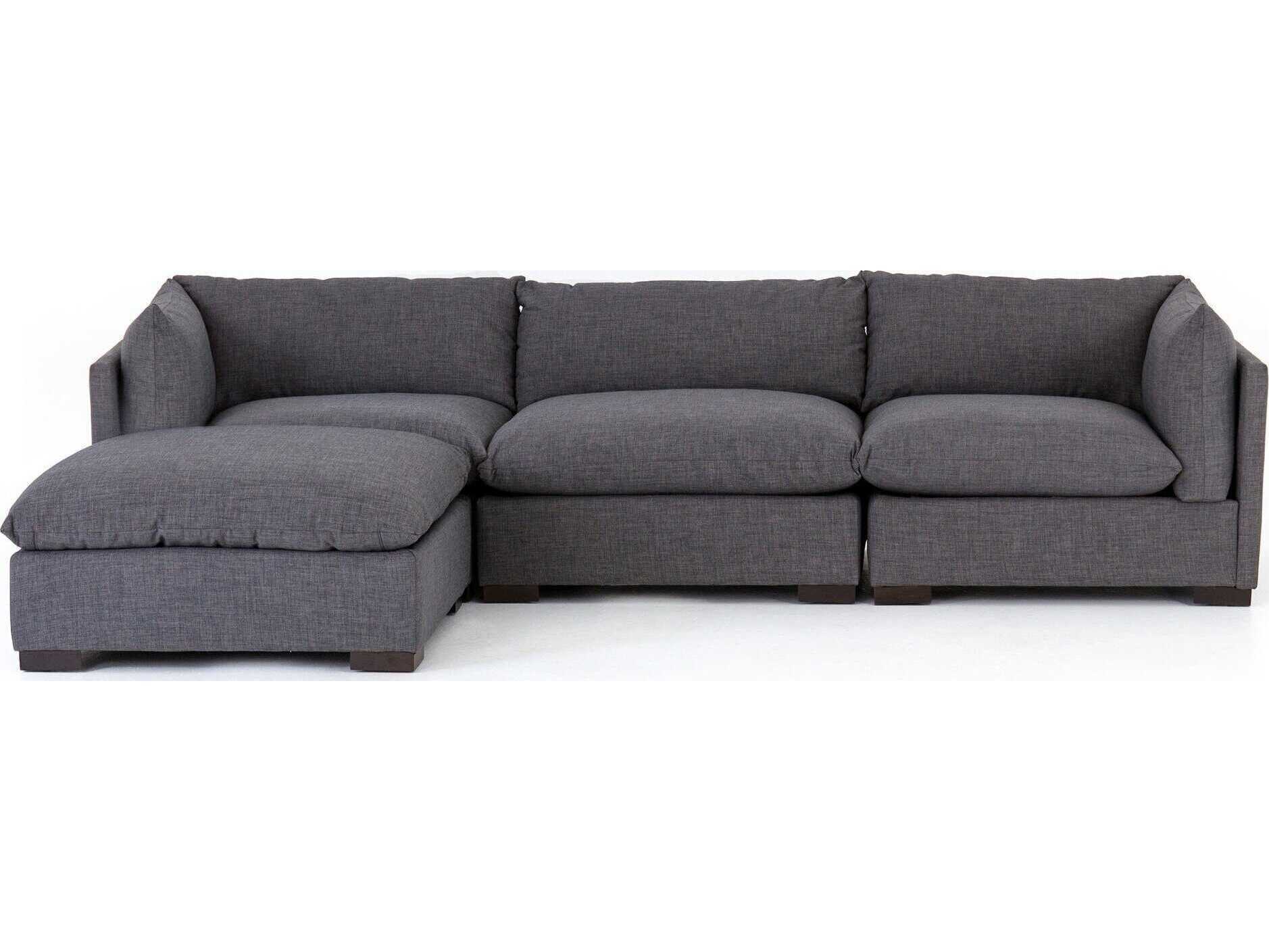Four Hands Atelier Westwood 3 - Piece Gray Upholstered Sectional Sofa with Ottoman