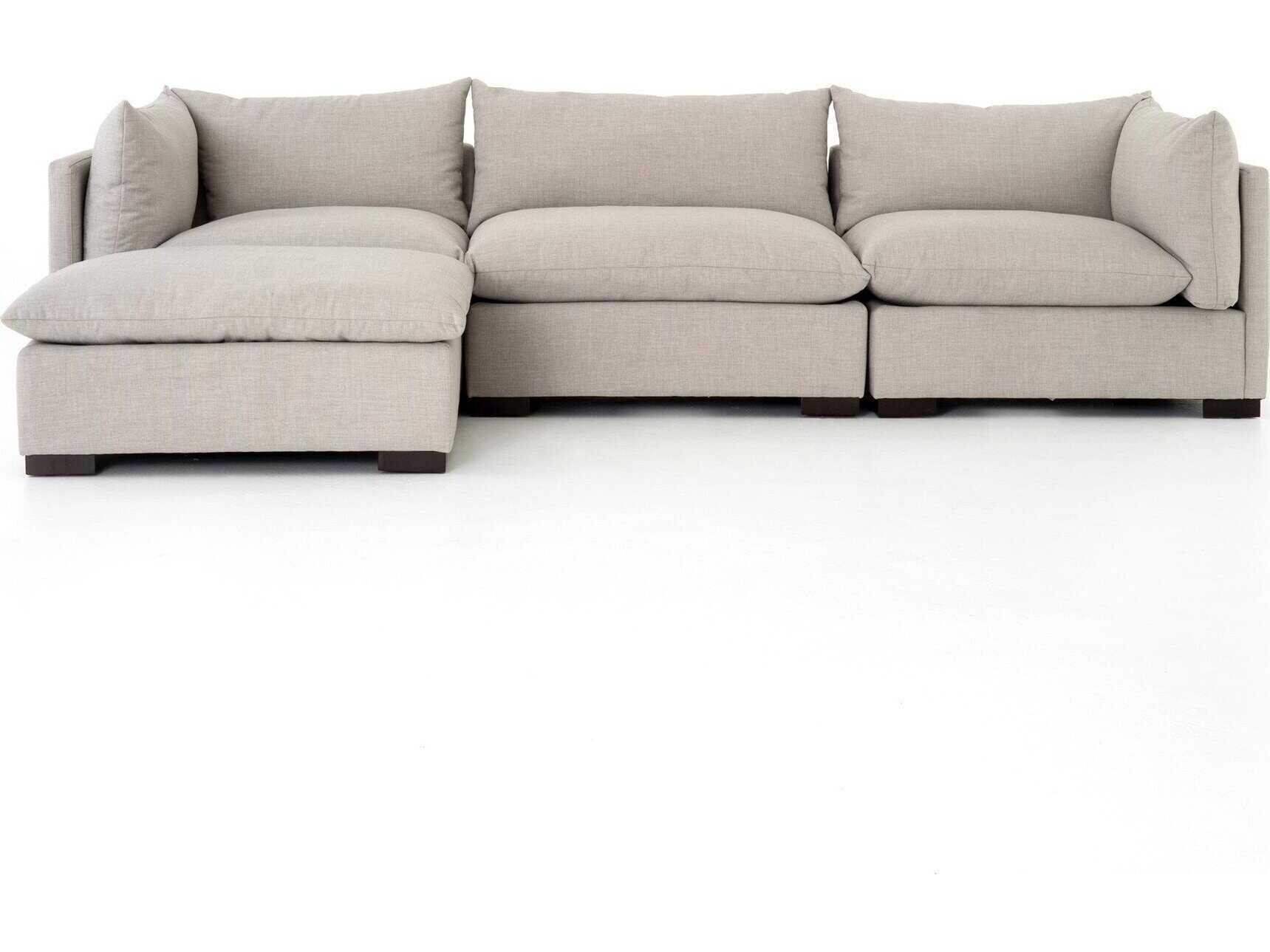 Four Hands Atelier Westwood 3 - Piece Beige Upholstered Sectional Sofa with Ottoman