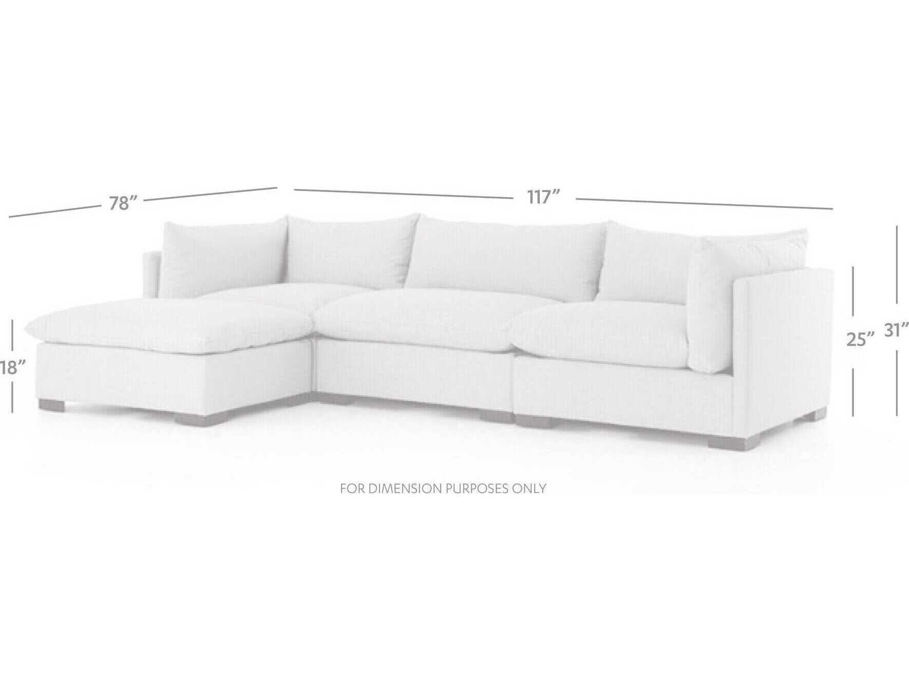 Four Hands Atelier Westwood 3 - Piece Beige Upholstered Sectional Sofa with Ottoman