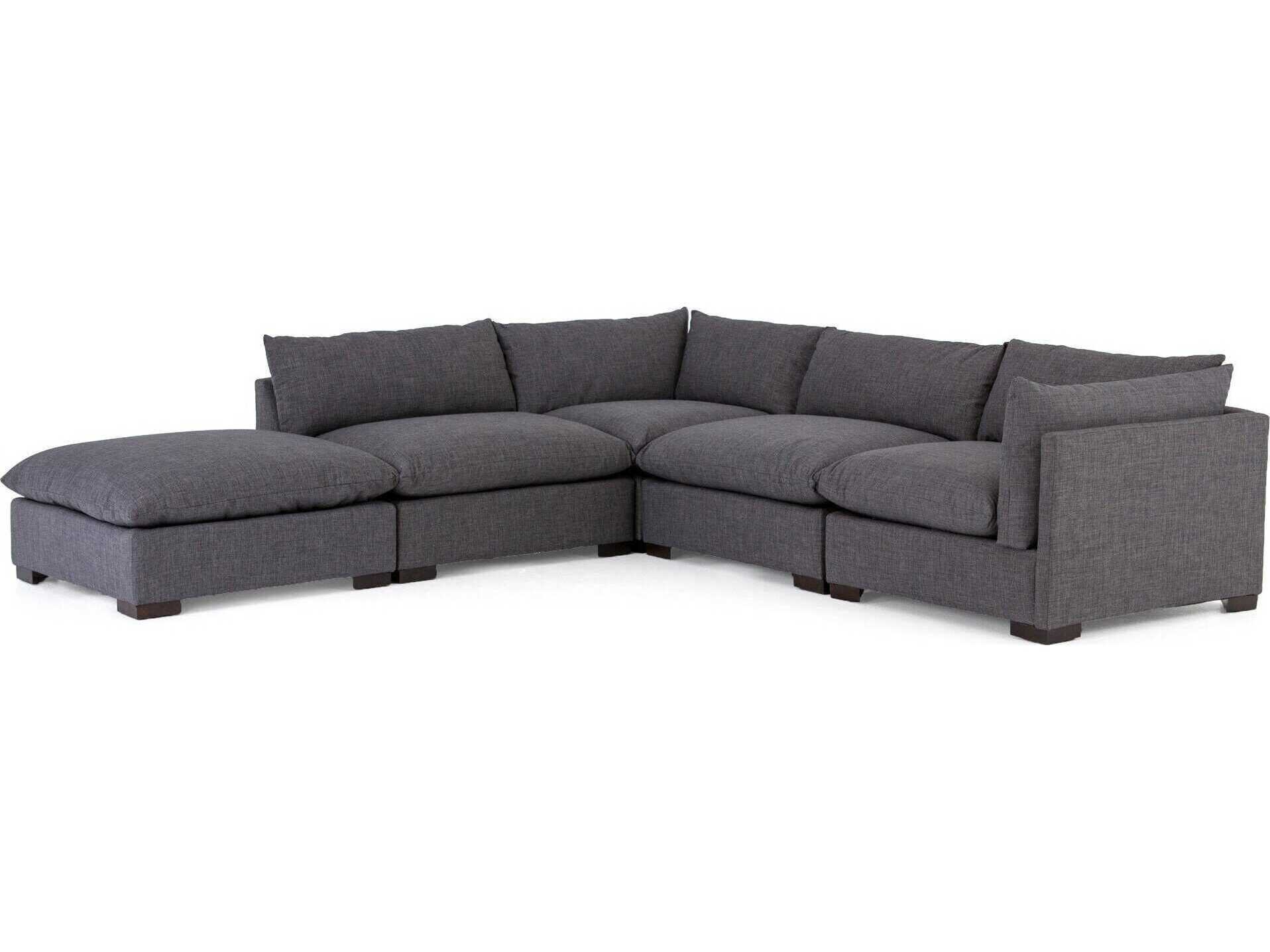 Four Hands Atelier Westwood 4 - Piece Gray Upholstered Sectional Sofa with Ottoman