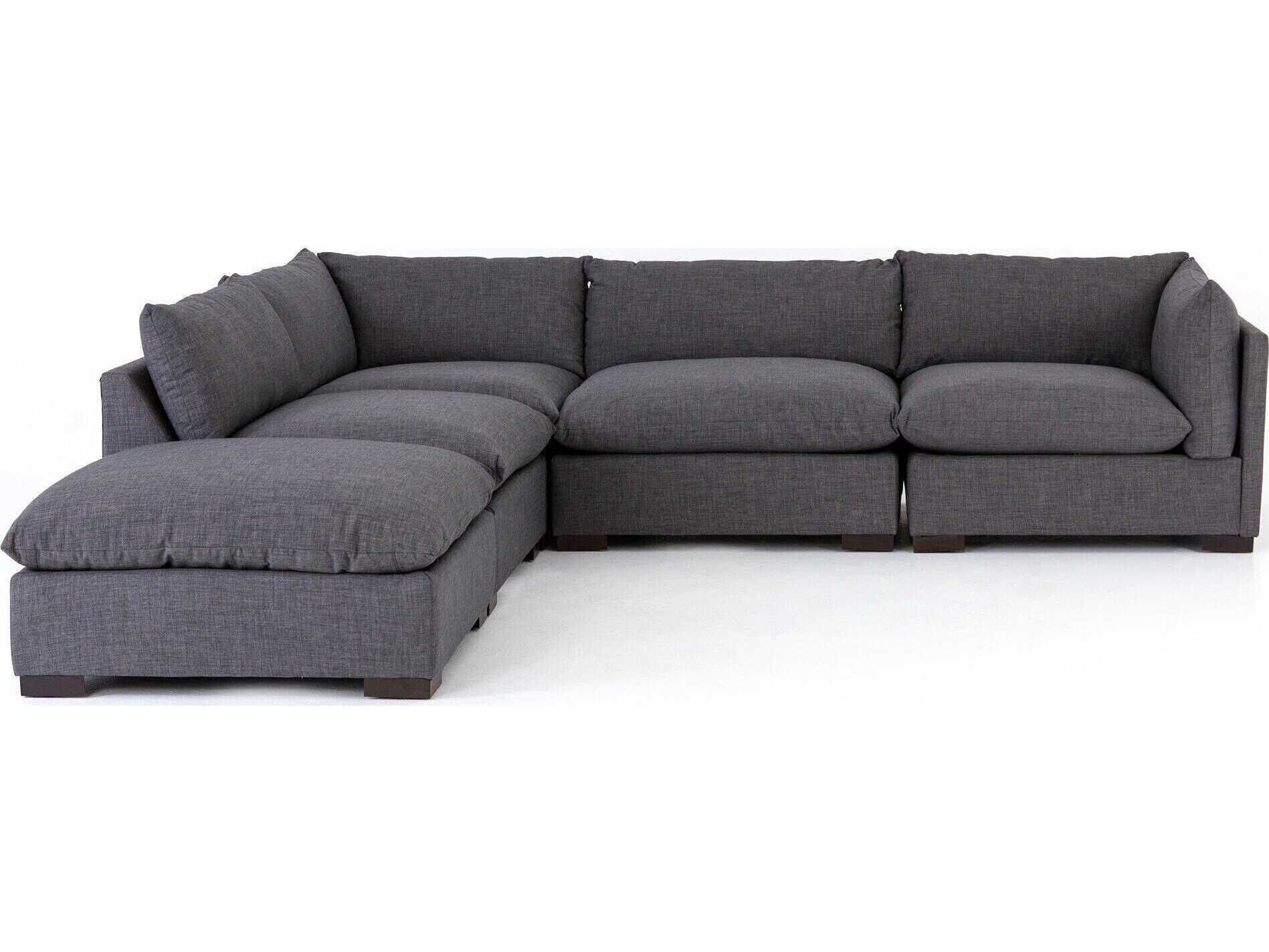 Four Hands Atelier Westwood 4 - Piece Gray Upholstered Sectional Sofa with Ottoman