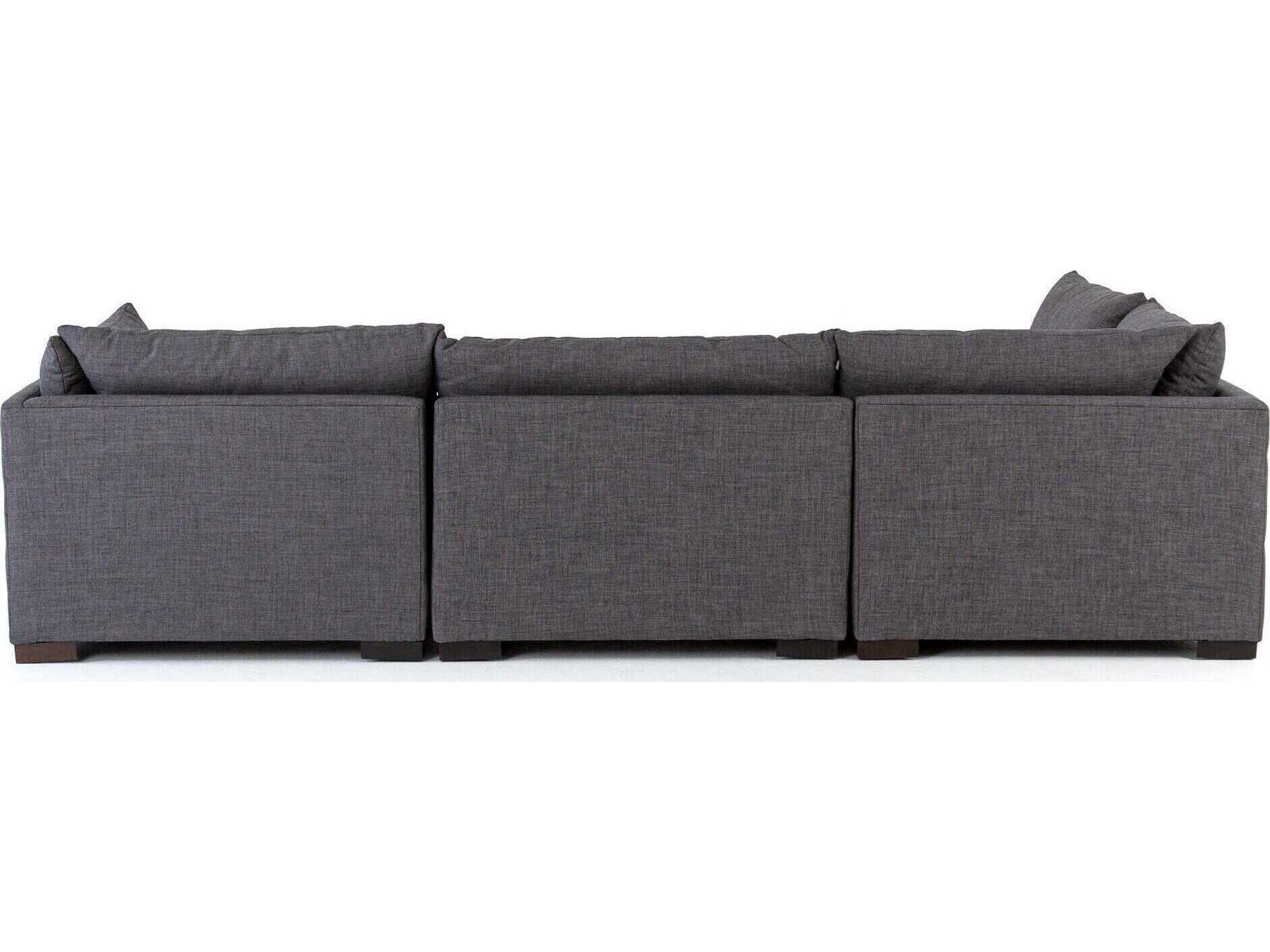 Four Hands Atelier Westwood 4 - Piece Gray Upholstered Sectional Sofa with Ottoman