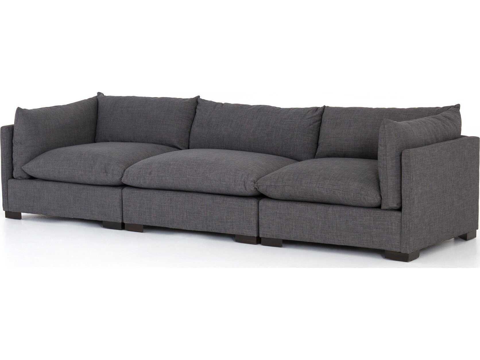 Four Hands Atelier Westwood 3 - Piece Sectional Espresso Bennett Charcoal Gray Upholstered Sofa
