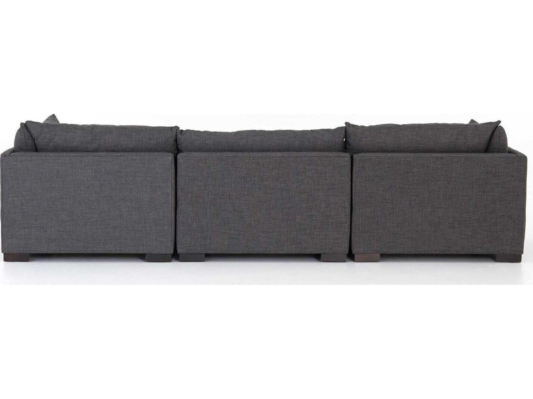 Four Hands Atelier Westwood 3 - Piece Sectional Espresso Bennett Charcoal Gray Upholstered Sofa