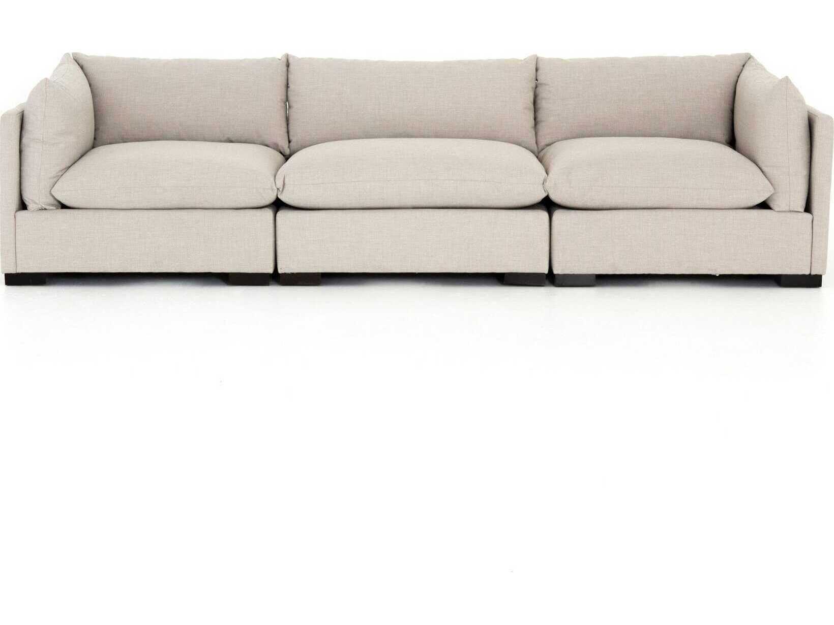 Four Hands Atelier Westwood 3 - Piece Sectional Espresso Bennett Moon Beige Upholstered Sofa