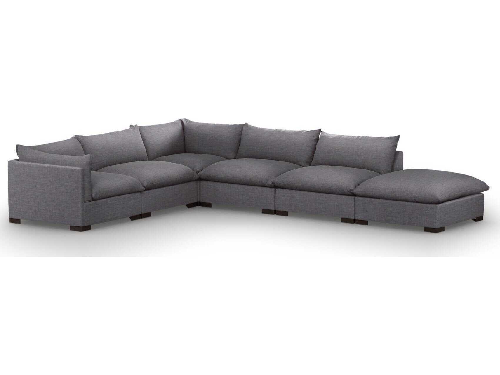 Four Hands Atelier Westwood 3 - Piece Gray Upholstered Sectional Sofa with Ottoman