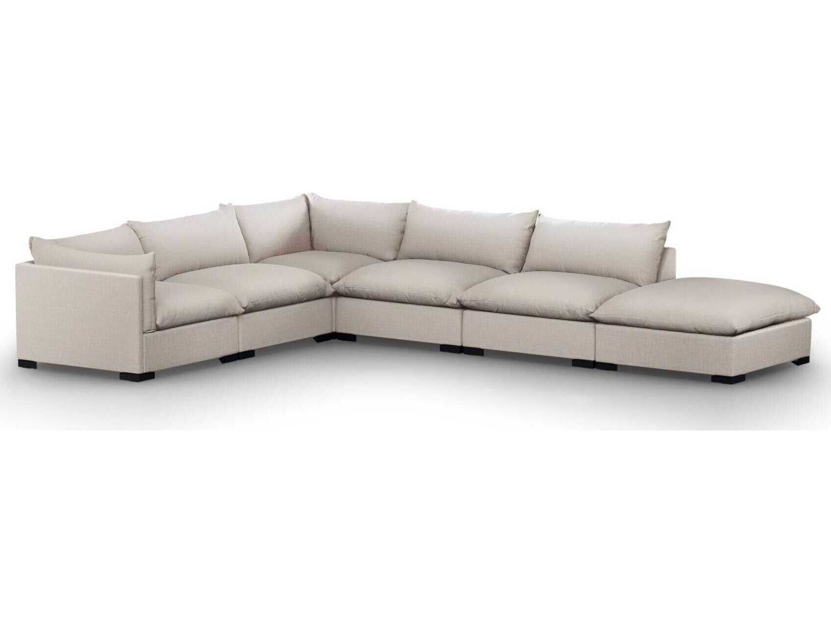 Four Hands Atelier Westwood 5 - Piece Beige Upholstered Sectional Sofa with Ottoman