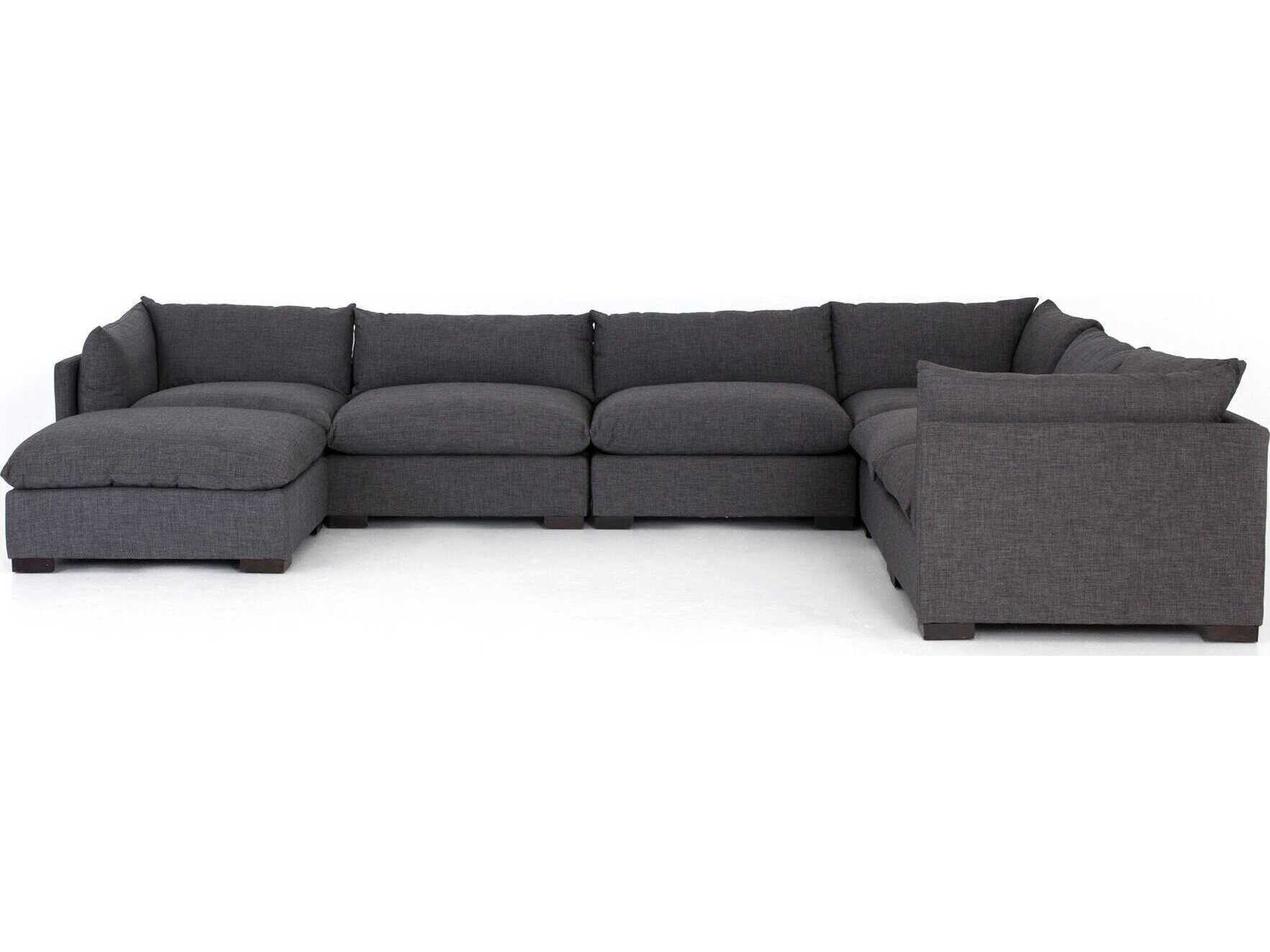 Four Hands Atelier Westwood 6 - Piece Gray Upholstered Sectional Sofa with Ottoman