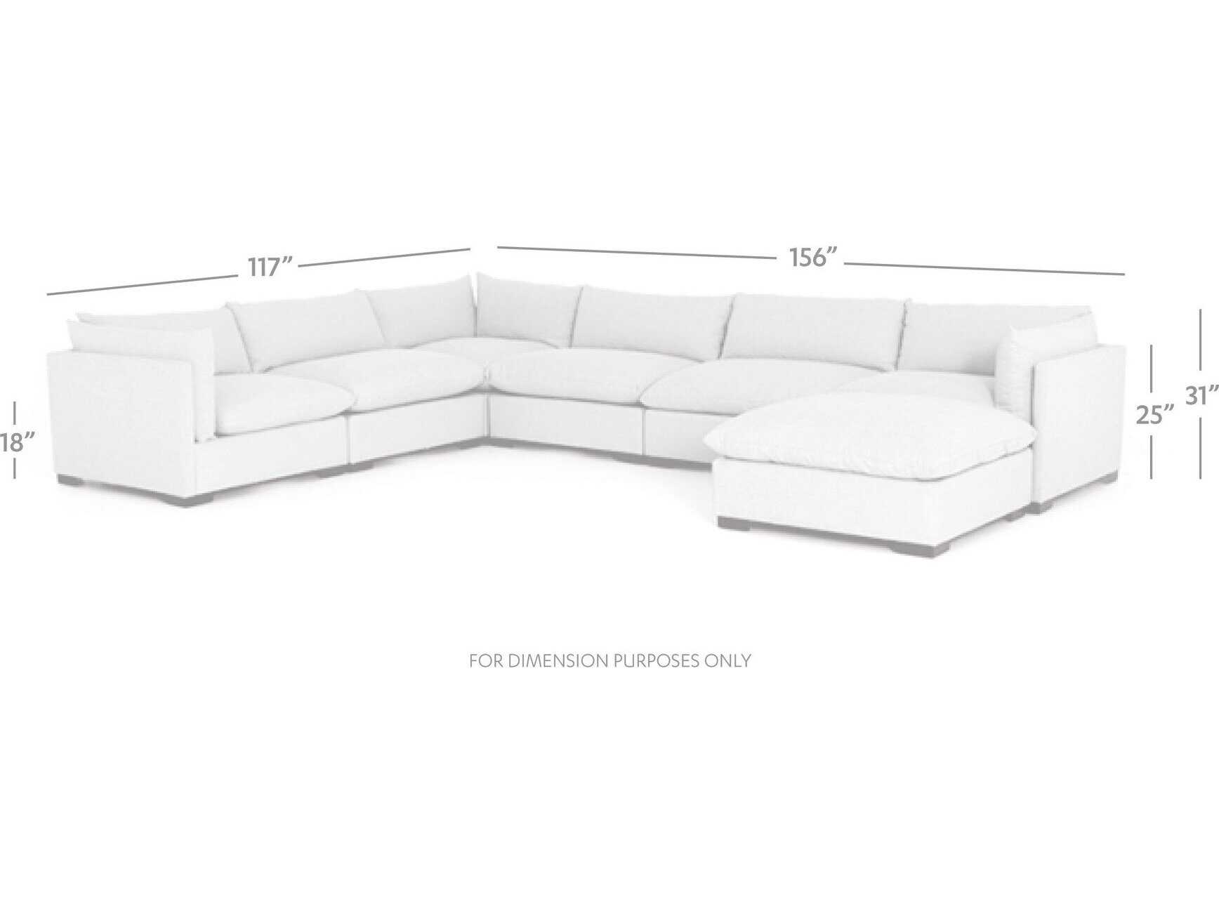 Four Hands Atelier Westwood 6 - Piece Beige Upholstered Sectional Sofa with Ottoman
