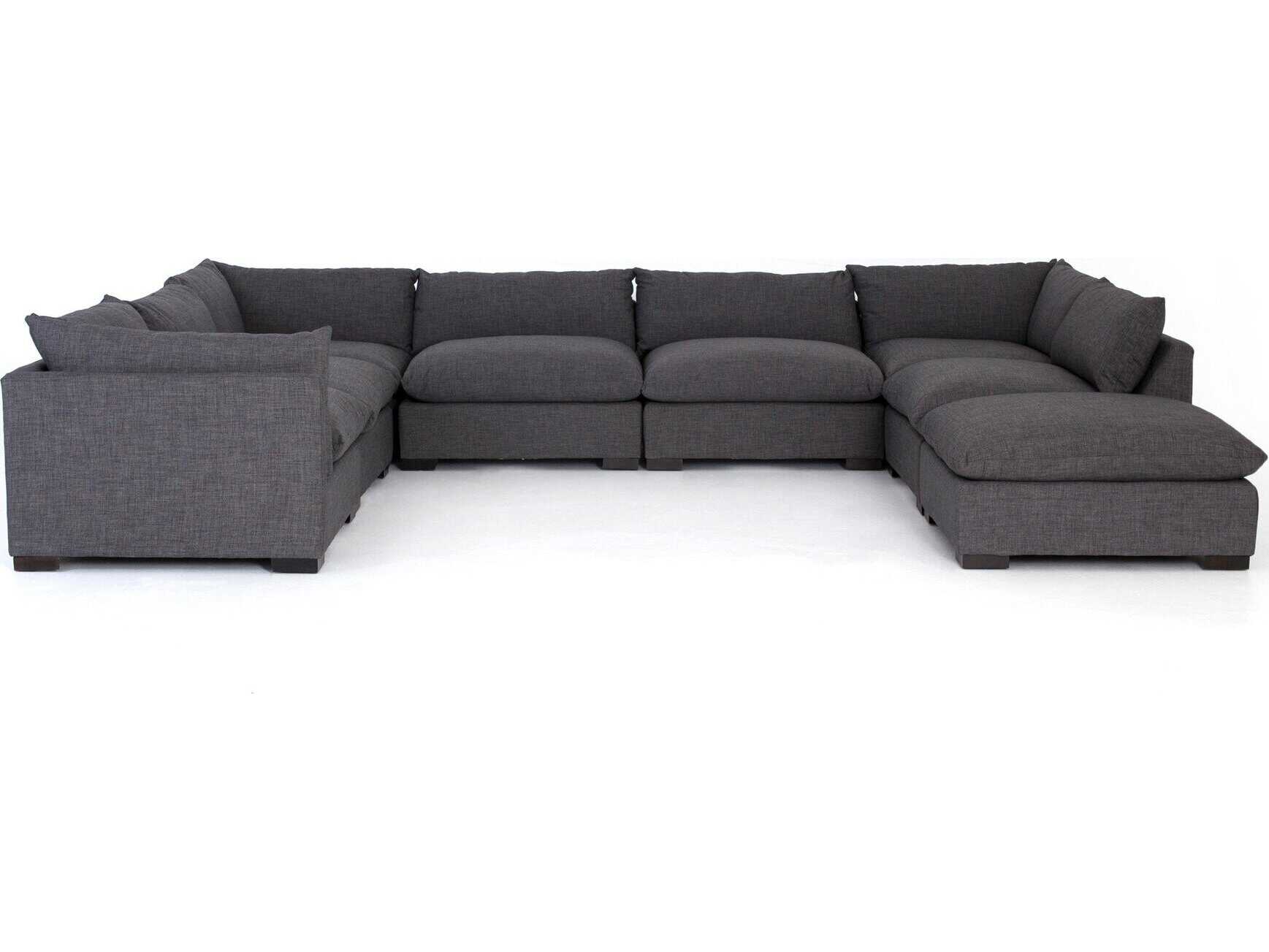 Four Hands Atelier Westwood 7 - Piece Gray Upholstered Sectional Sofa with Ottoman