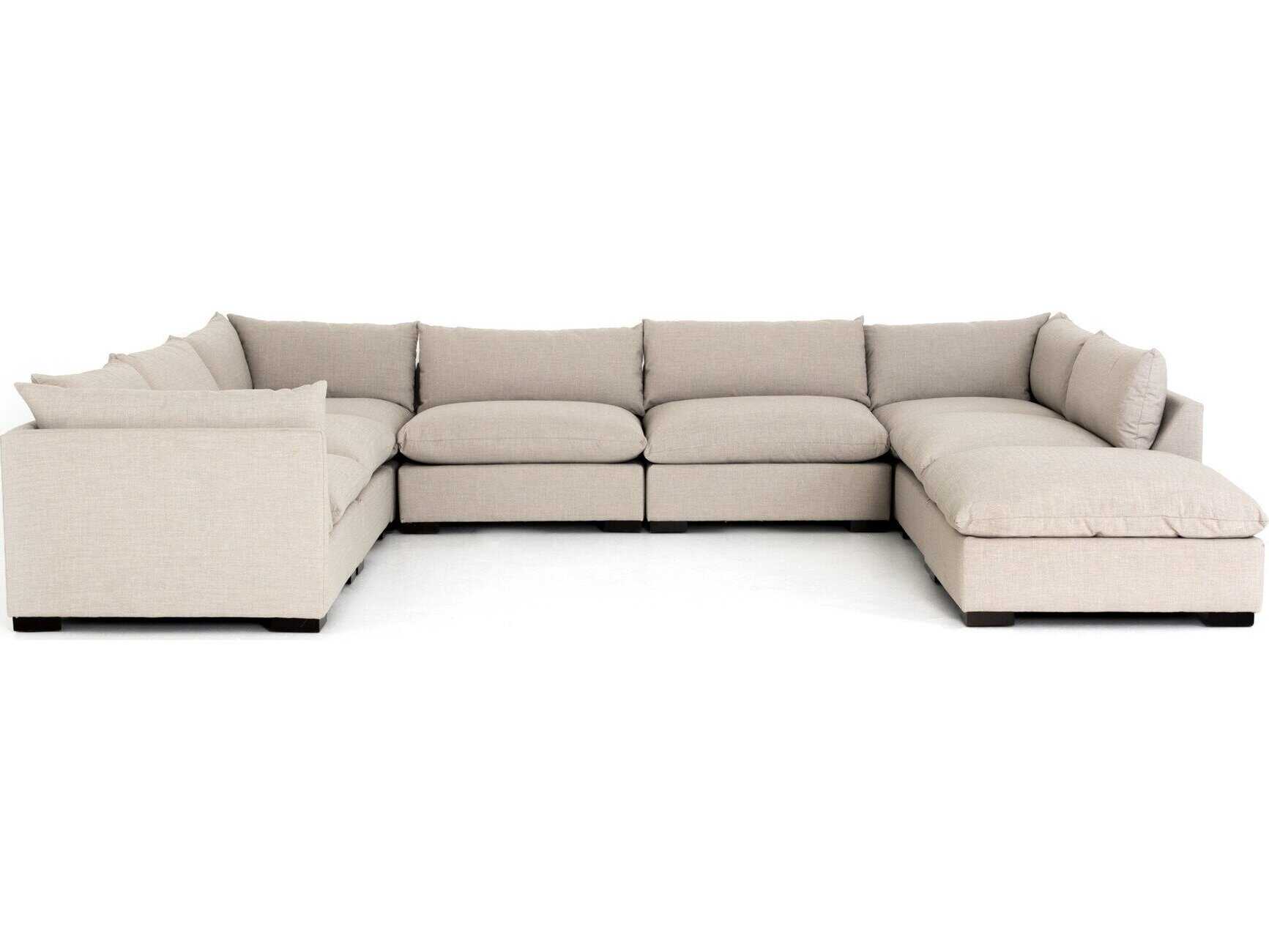 Four Hands Atelier Westwood 7 - Piece Beige Upholstered Sectional Sofa with Ottoman
