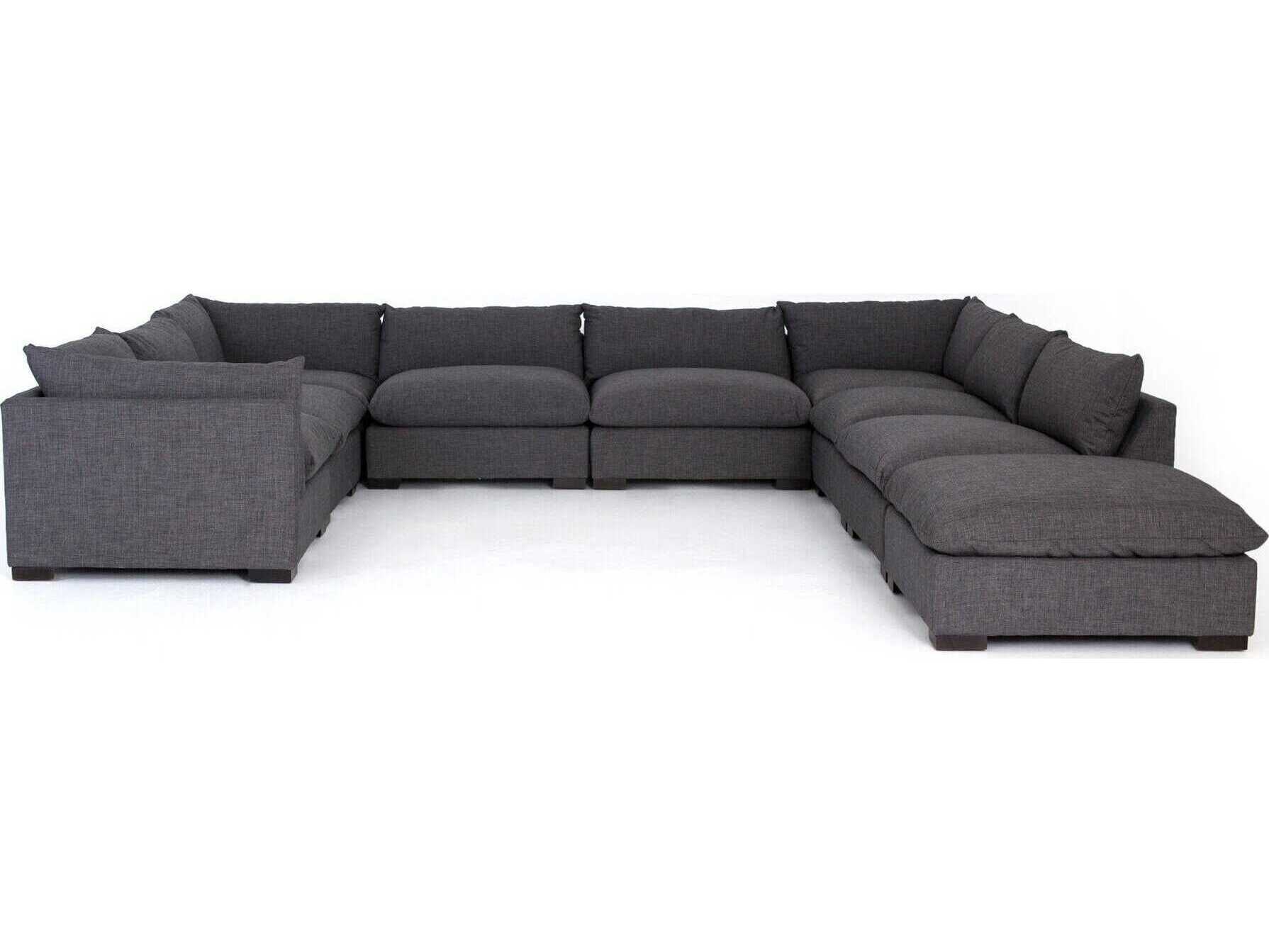Four Hands Atelier Westwood 8 - Piece Gray Upholstered Sectional Sofa with Ottoman