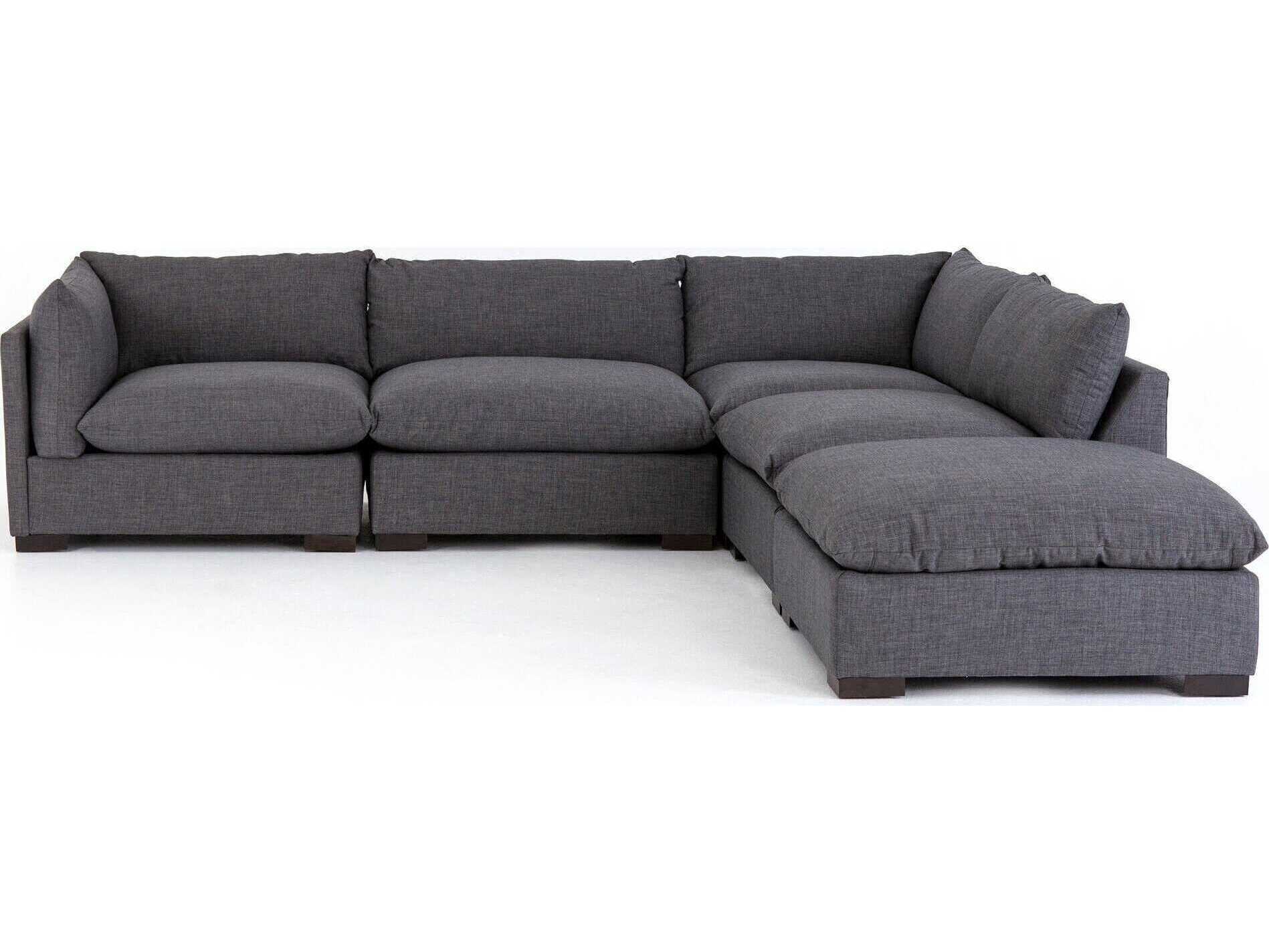 Four Hands Atelier Westwood 4 - Piece Black Upholstered Sectional Sofa with Ottoman