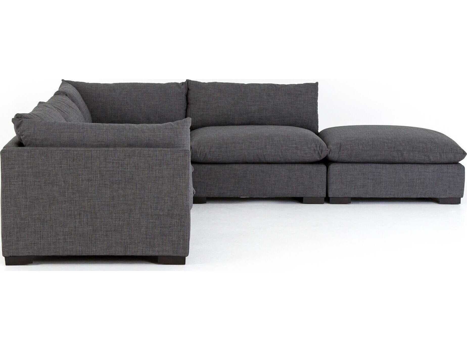 Four Hands Atelier Westwood 4 - Piece Black Upholstered Sectional Sofa with Ottoman