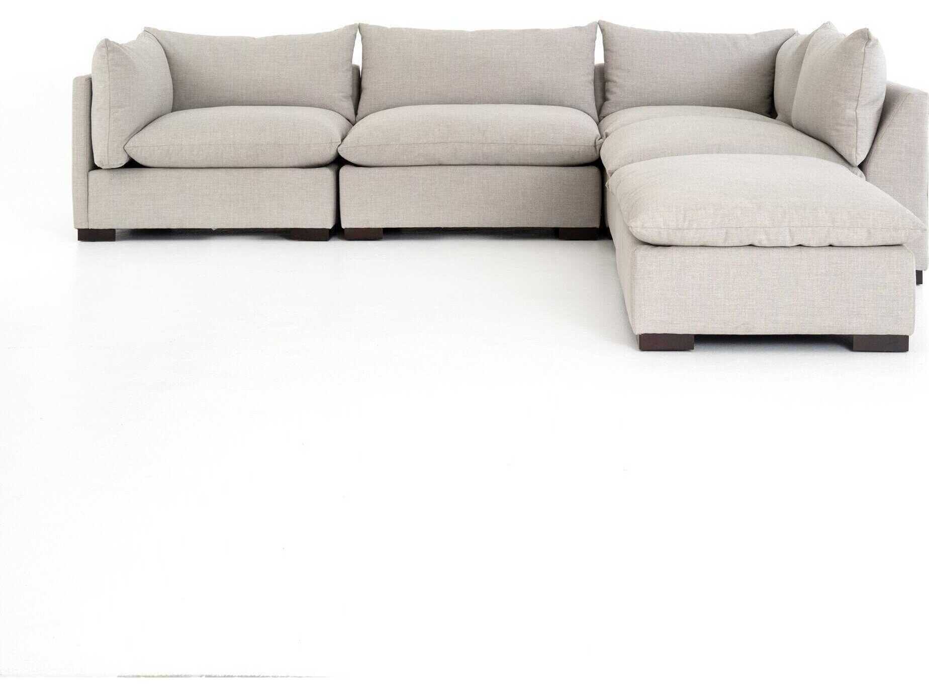 Four Hands Atelier Westwood 4 - Piece Beige Upholstered Sectional Sofa with Ottoman