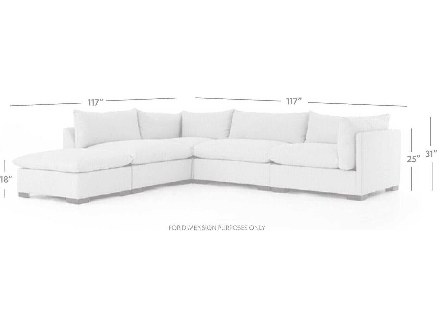 Four Hands Atelier Westwood 4 - Piece Beige Upholstered Sectional Sofa with Ottoman