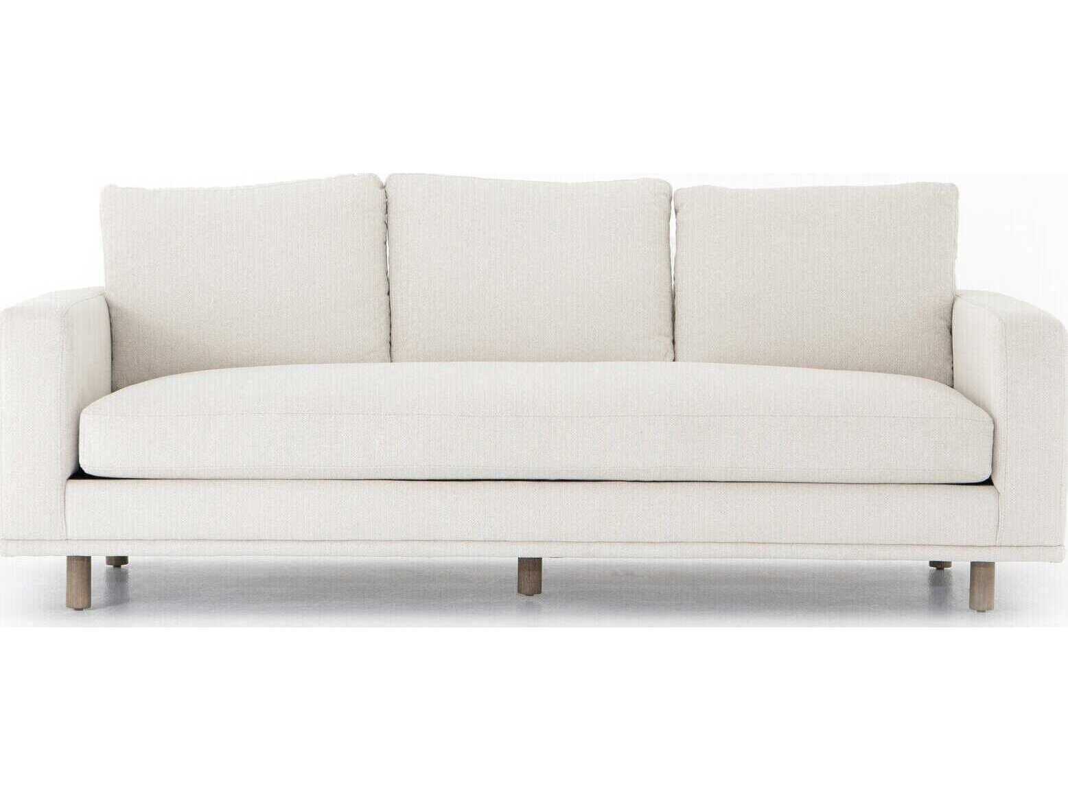 Four Hands Centrale Dom Weathered Umber Bonnell Ivory Cream Upholstered Sofa