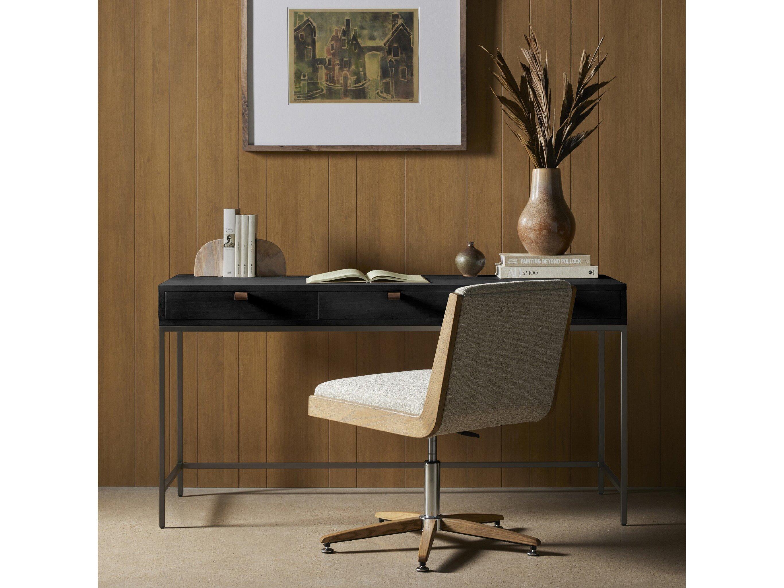 Four Hands Fulton Trey Black Poplar Wood Writing Desk