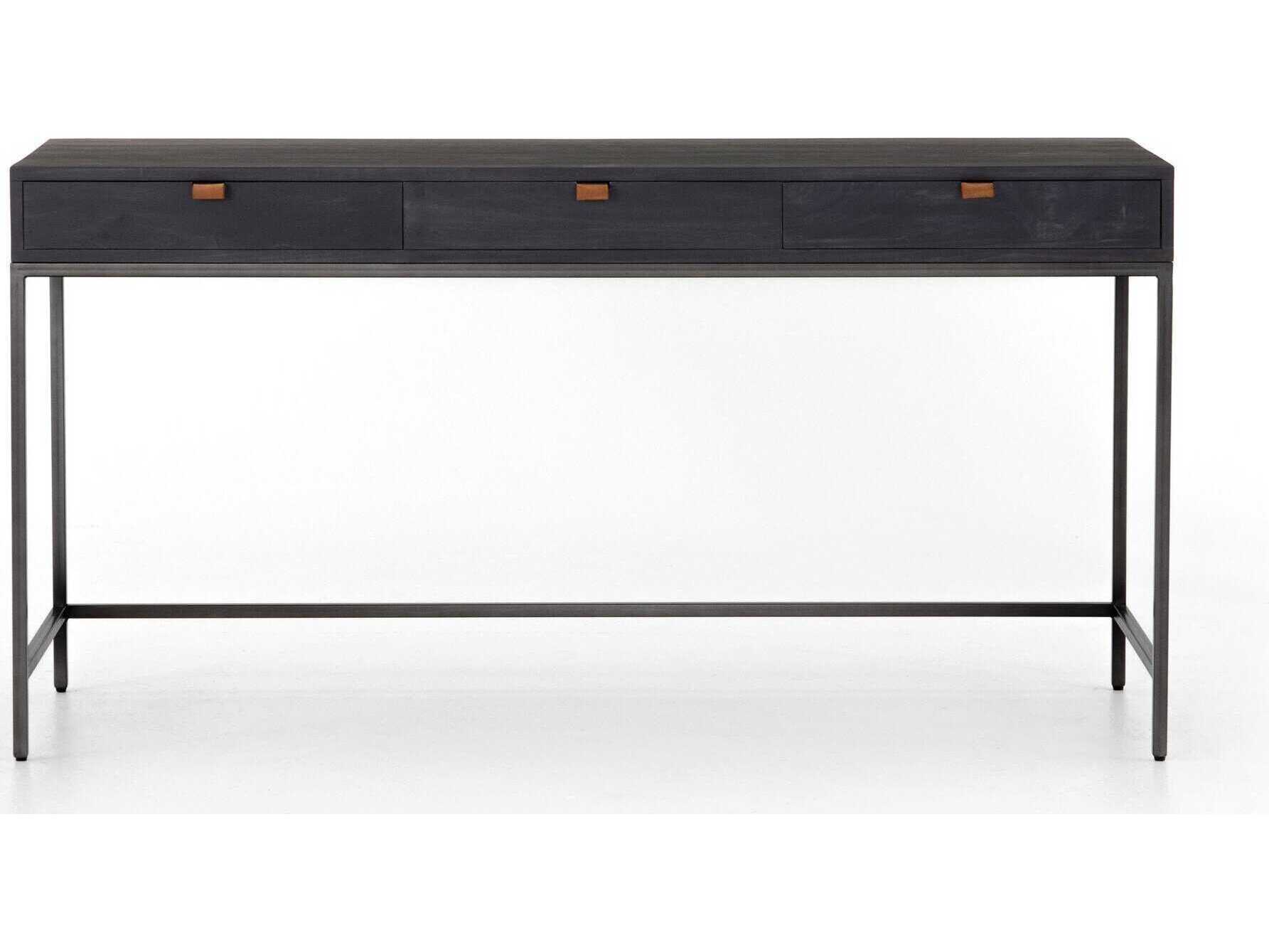 Four Hands Fulton Trey Black Poplar Wood Writing Desk
