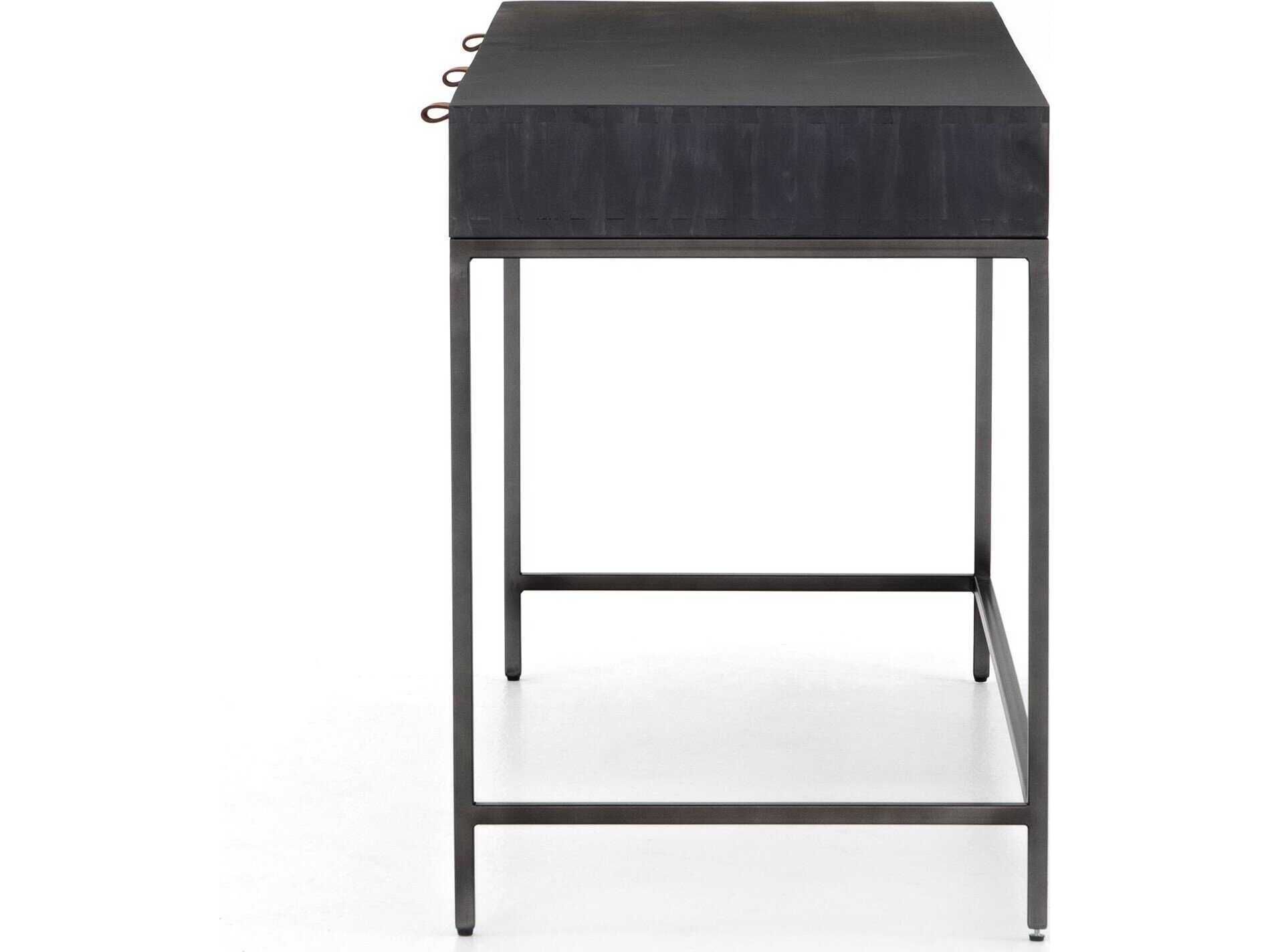 Four Hands Fulton Trey Black Poplar Wood Writing Desk