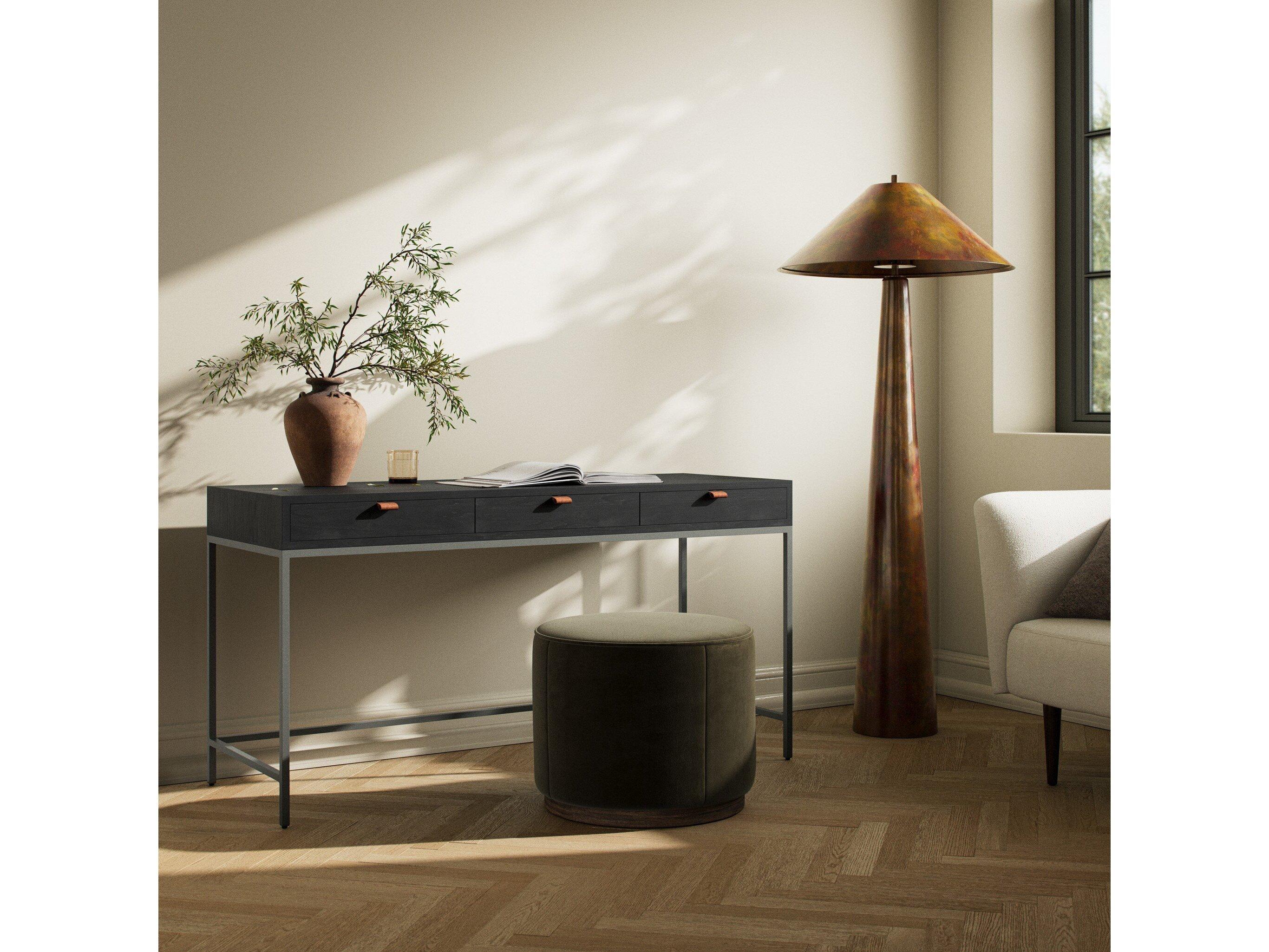 Four Hands Fulton Trey Black Poplar Wood Writing Desk