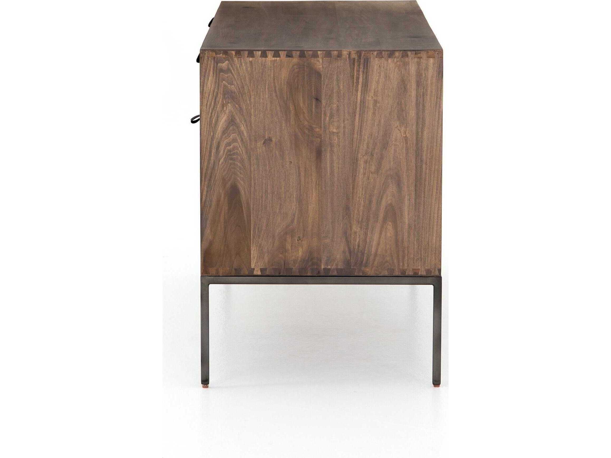 Four Hands Fulton Trey Natural Iron Auburn Poplar Brown Wood Credenza Desk