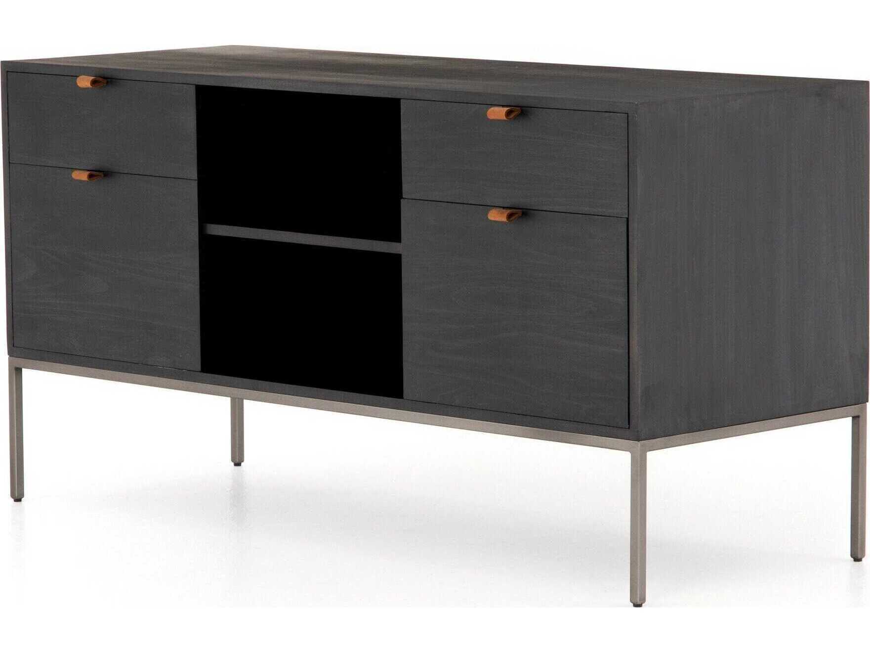 Four Hands Fulton Trey Black Poplar Wood Credenza Desk