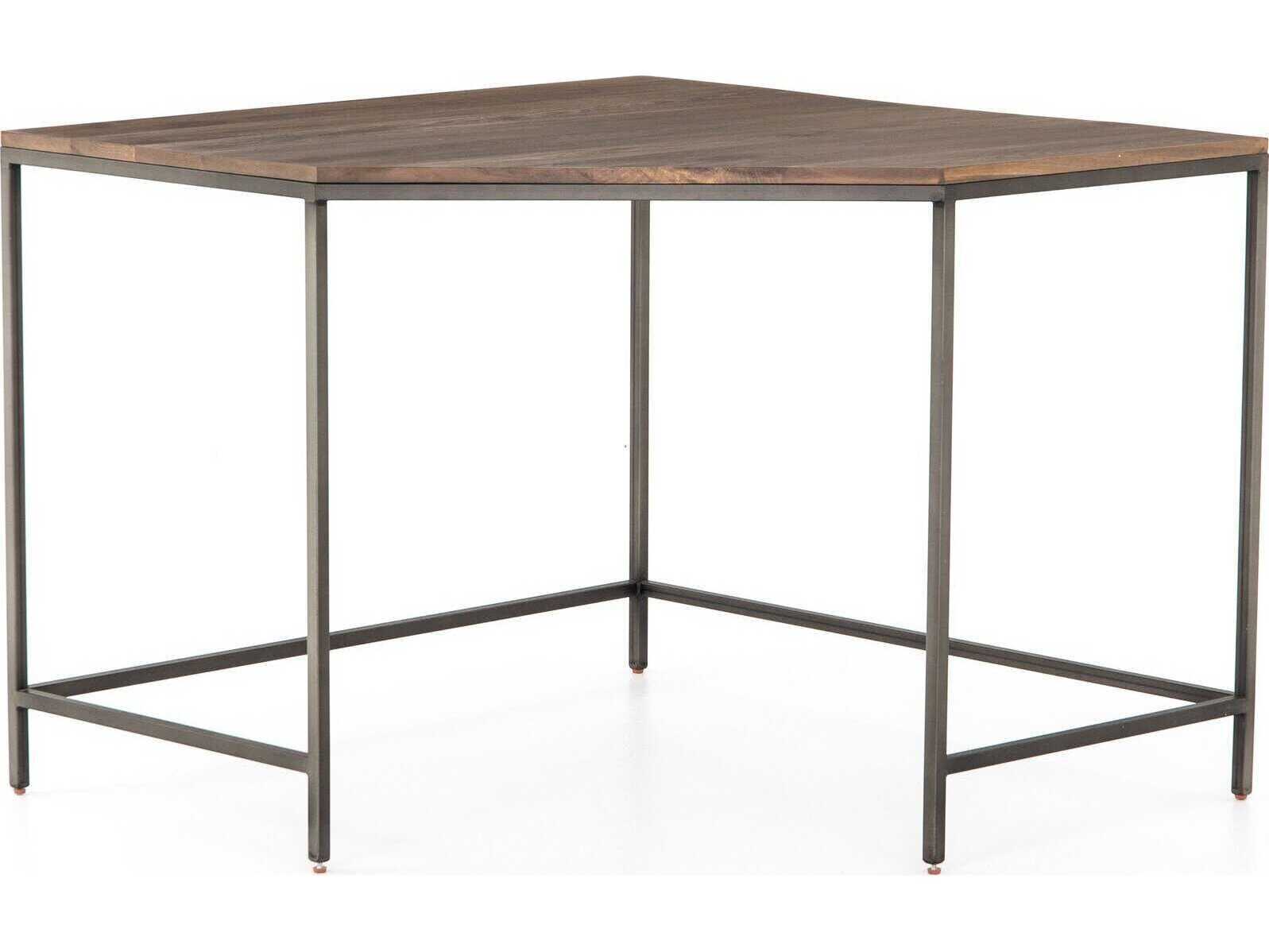 Four Hands Fulton Trey Natural Iron Auburn Poplar Brown Wood Corner Desk