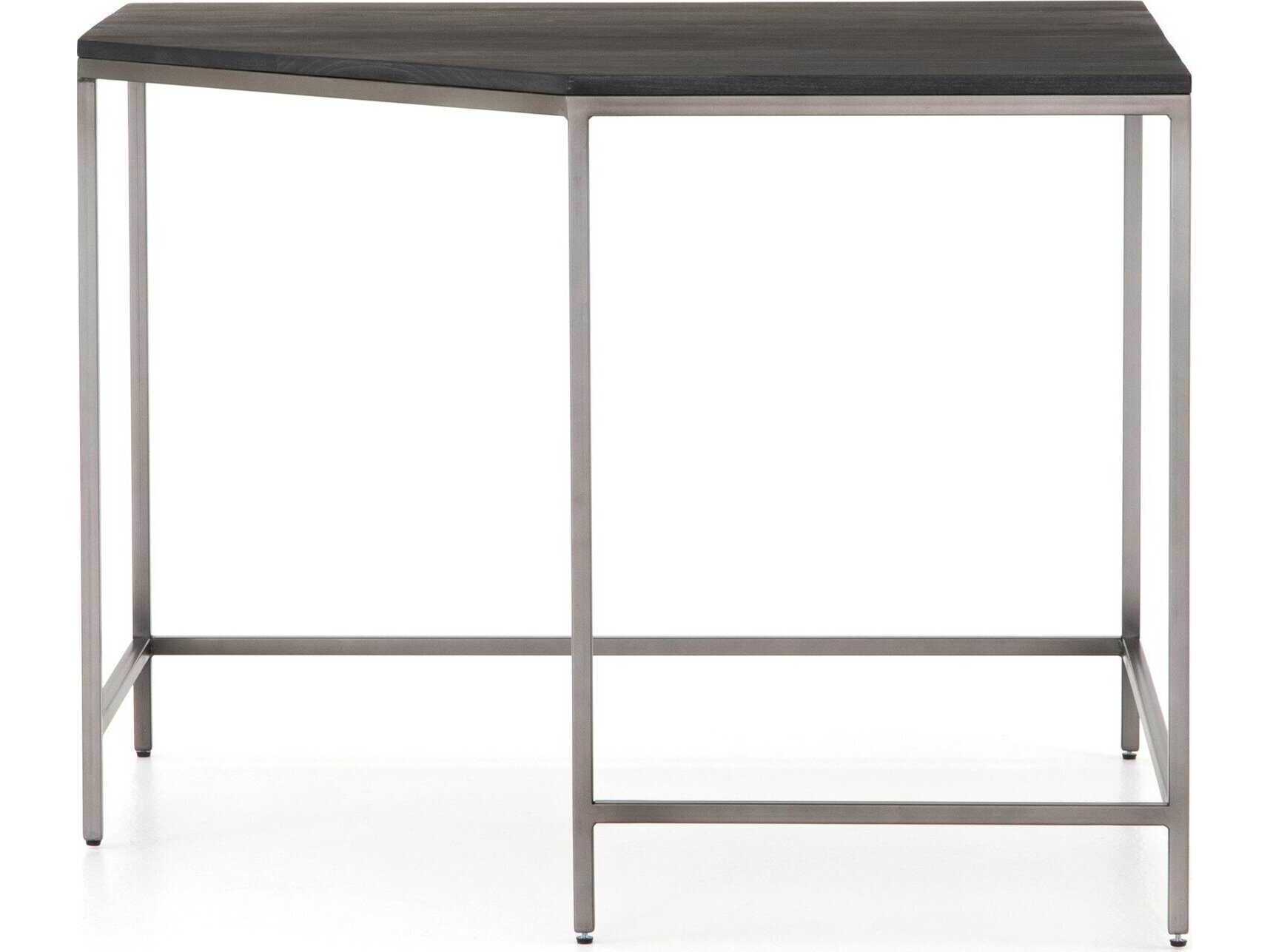 Four Hands Fulton Trey Natural Iron Black Wash Poplar Wood Corner Desk