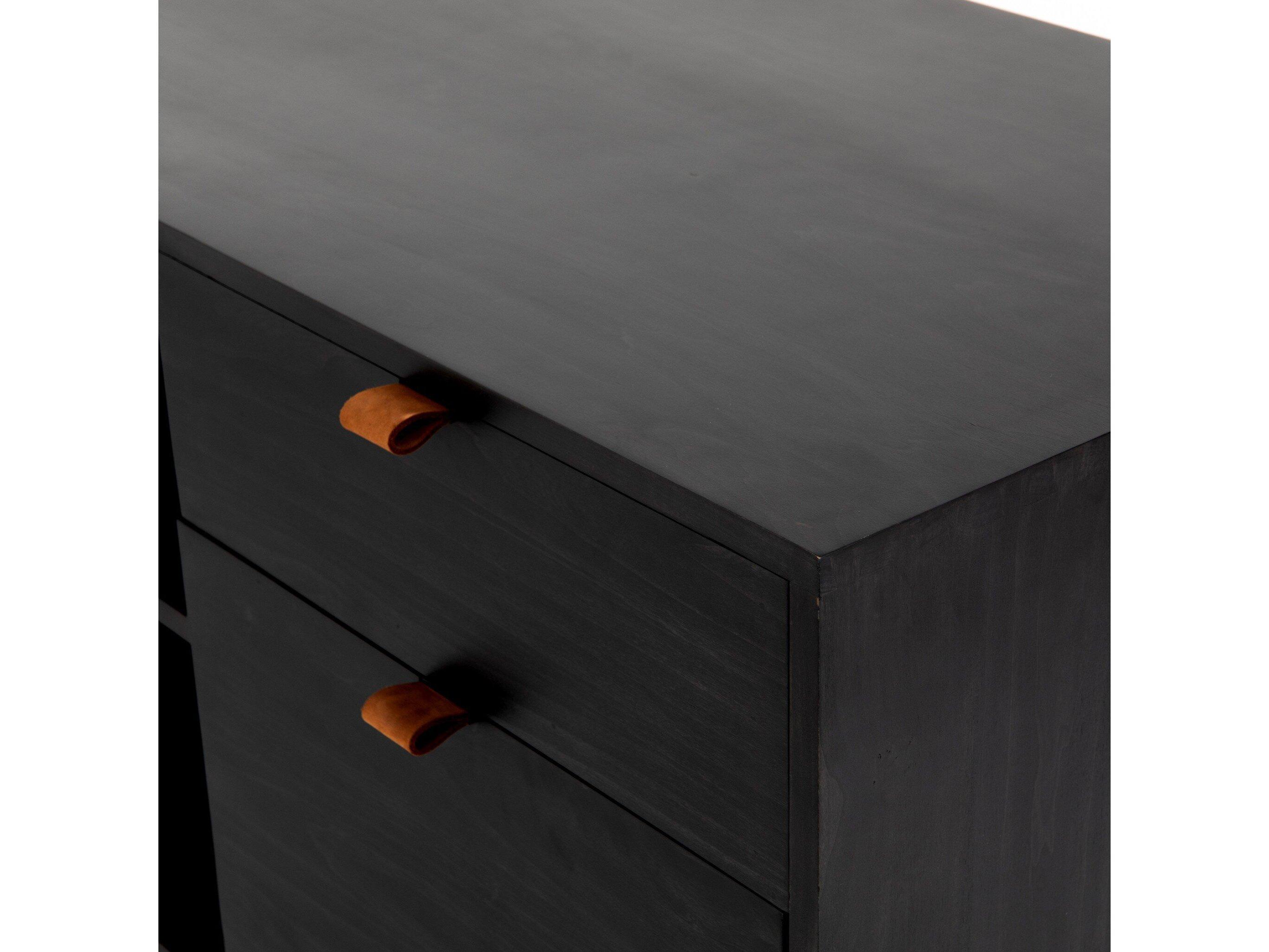 Four Hands Fulton Trey Black Poplar Wood L-Shaped Desk