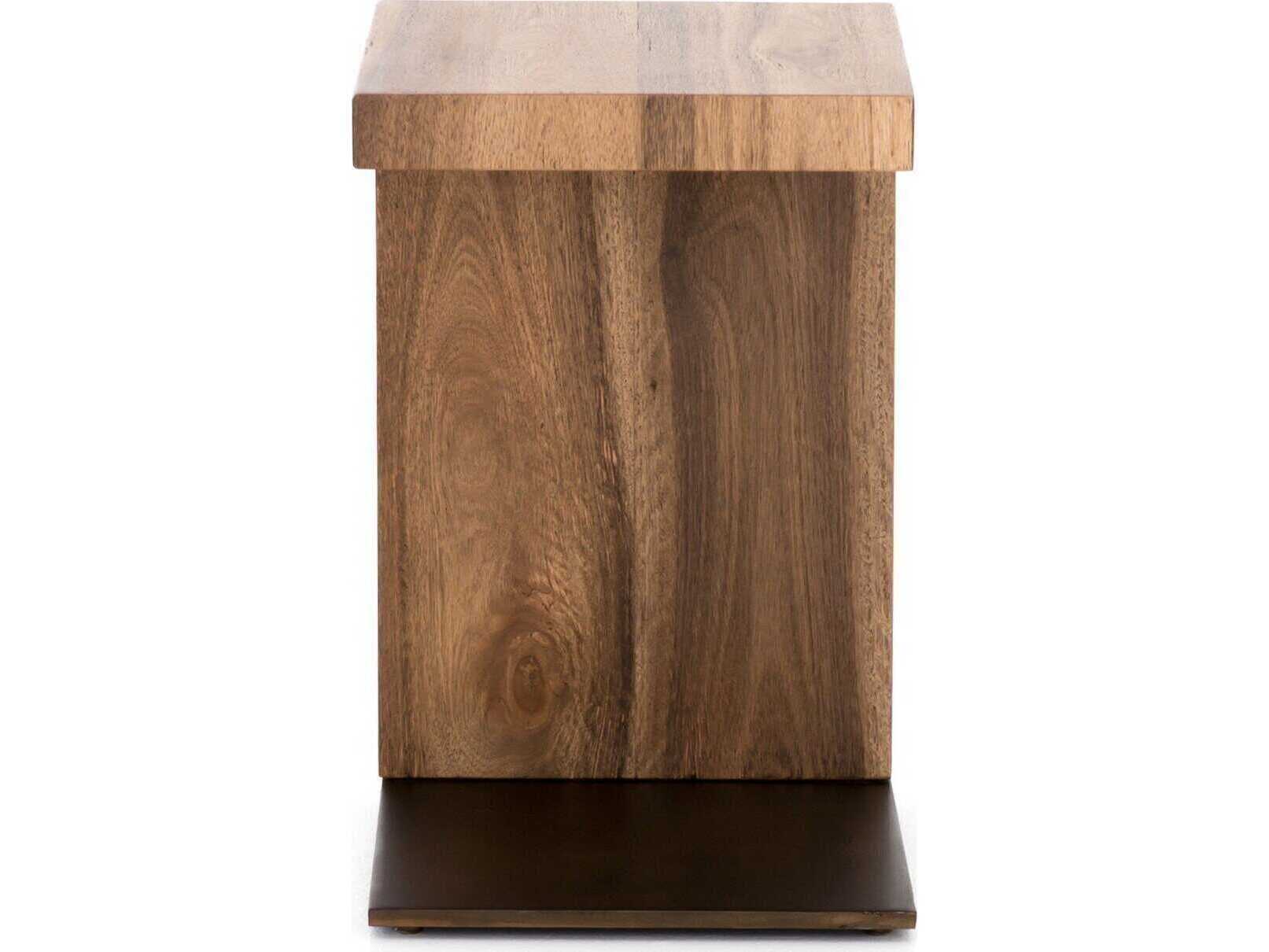 Four Hands Wesson Hudson Rectangular Wood Bronzed Iron Natural Yukas End Table