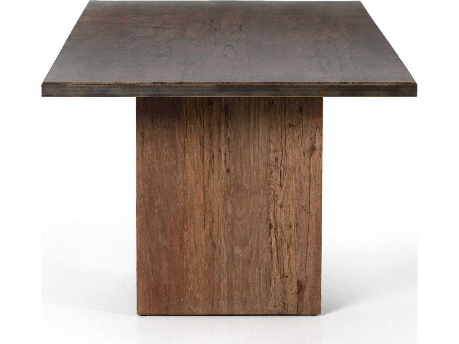 Four Hands Wesson Cross Rectangular Wood Spalted Alder Gold Brush Dining Table