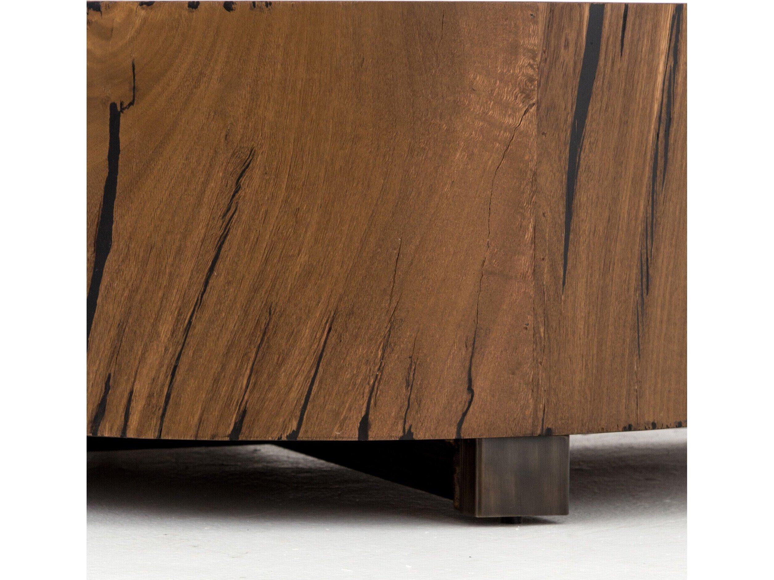 Four Hands Wesson Hudson Round Wood Black Pine Natural Yukas Resin End Table