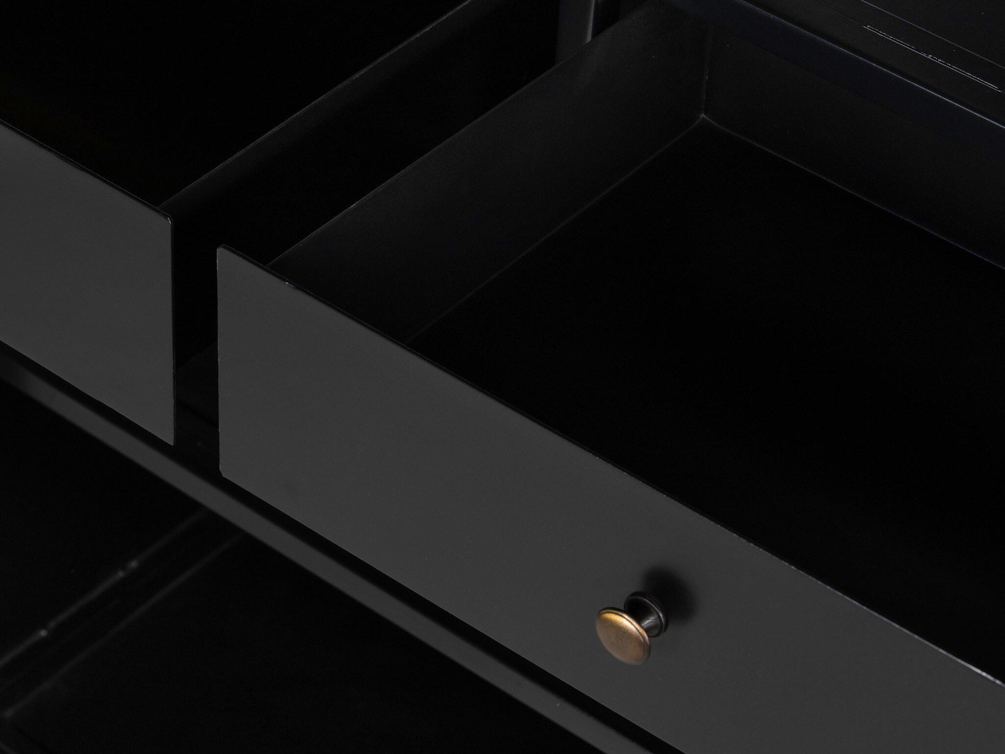 Four Hands Belmont Shadow Box 35" Black Tempered Glass Sideboard