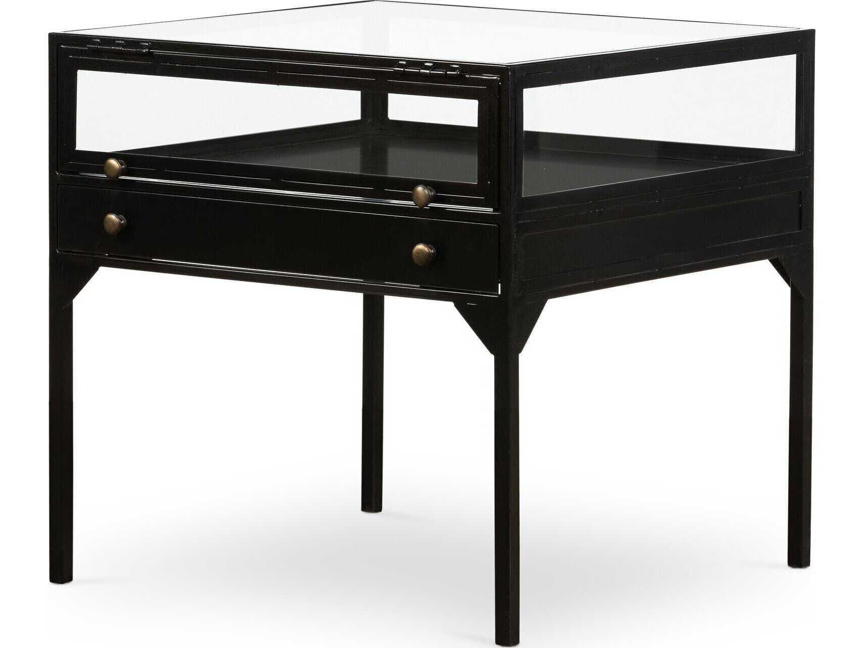 Four Hands Belmont Shadow Box Square Glass End Table
