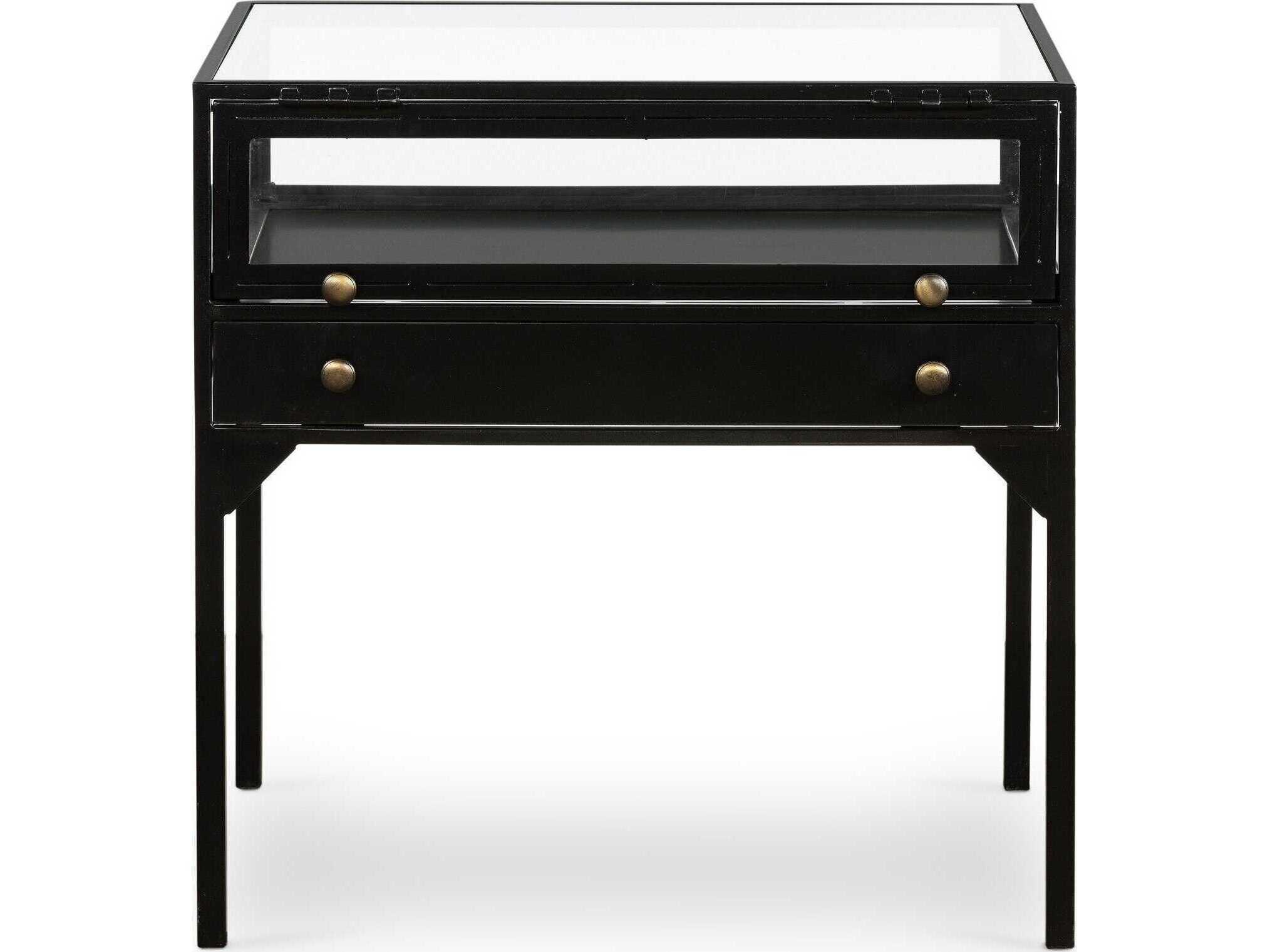Four Hands Belmont Shadow Box Square Glass End Table