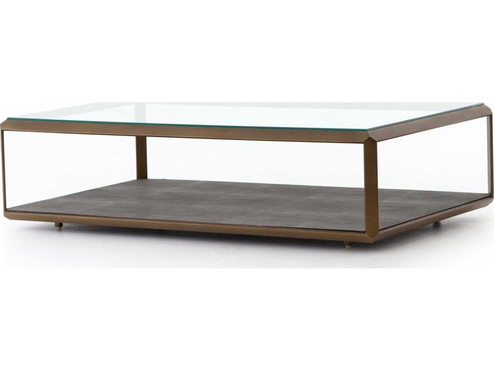 Four Hands Bentley Shagreen Brass Shadow Box Coffee Table