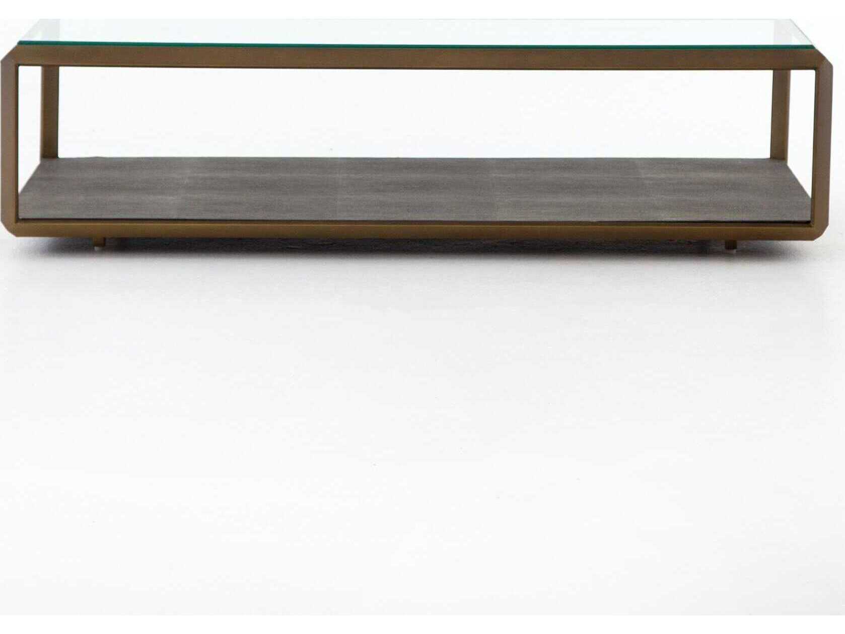 Four Hands Bentley Shagreen Brass Shadow Box Coffee Table