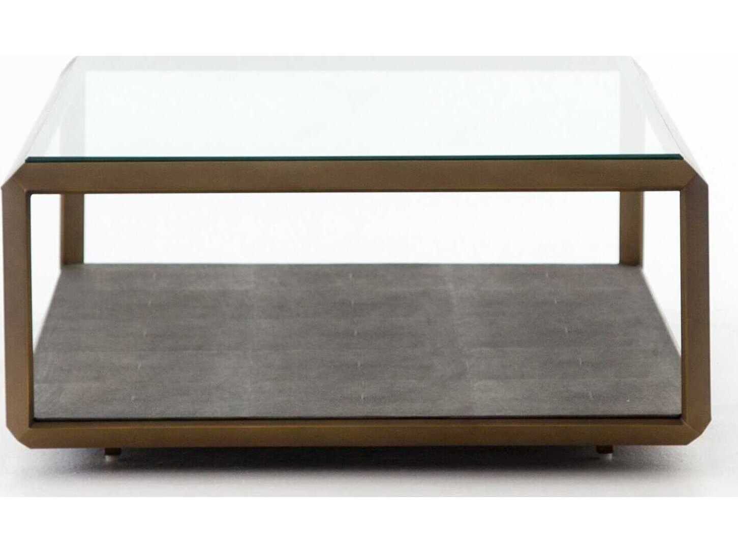 Four Hands Bentley Shagreen Brass Shadow Box Coffee Table