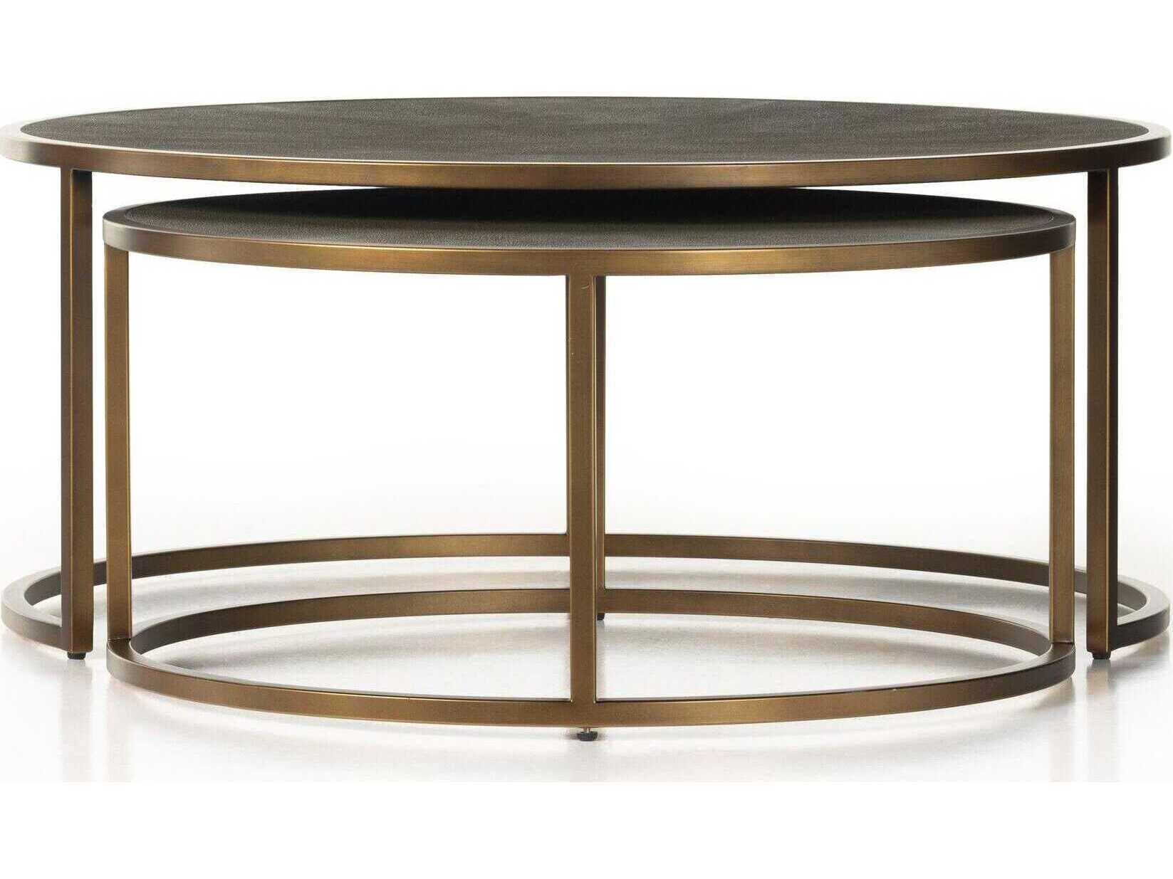 Four Hands Bentley Shagreen Brass Nesting Coffee Table