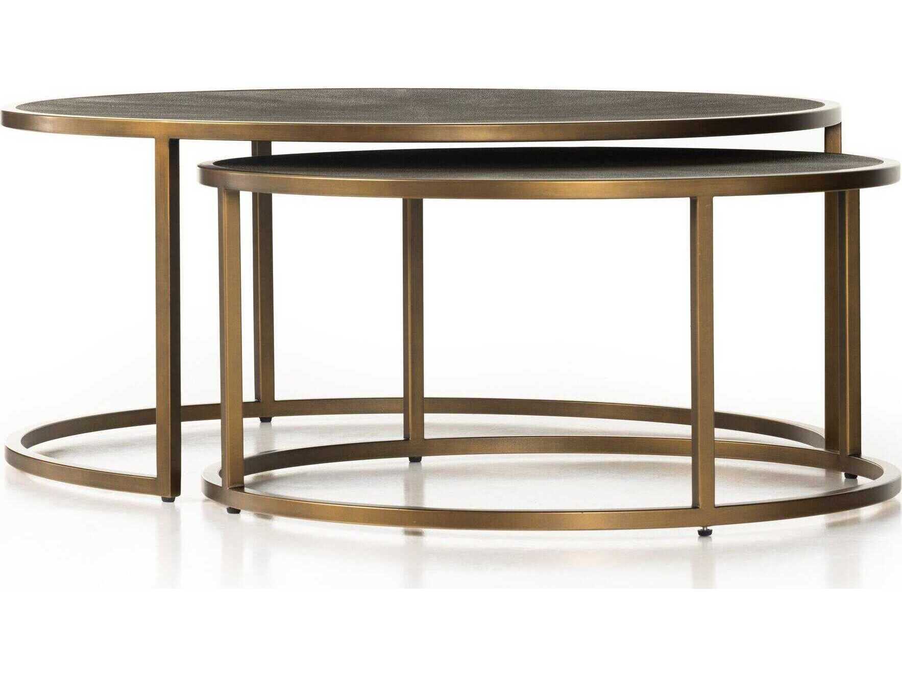 Four Hands Bentley Shagreen Brass Nesting Coffee Table